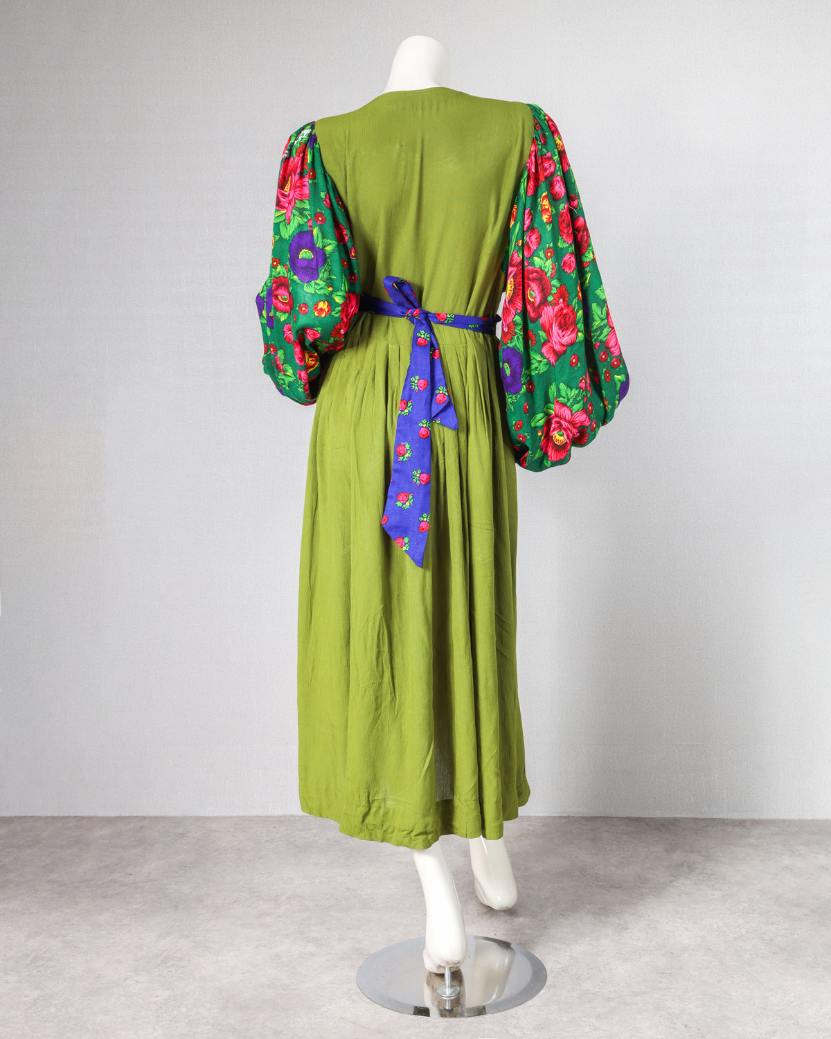 Long dress, trending hand embriodery, green color floral dress for her