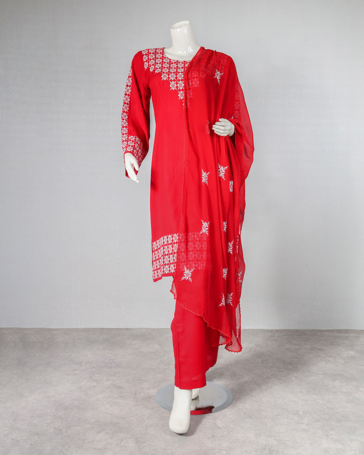 Hazargi hand embriodery red color dress 