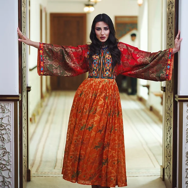 Balouchi Embroidered Flower Pattern Dress