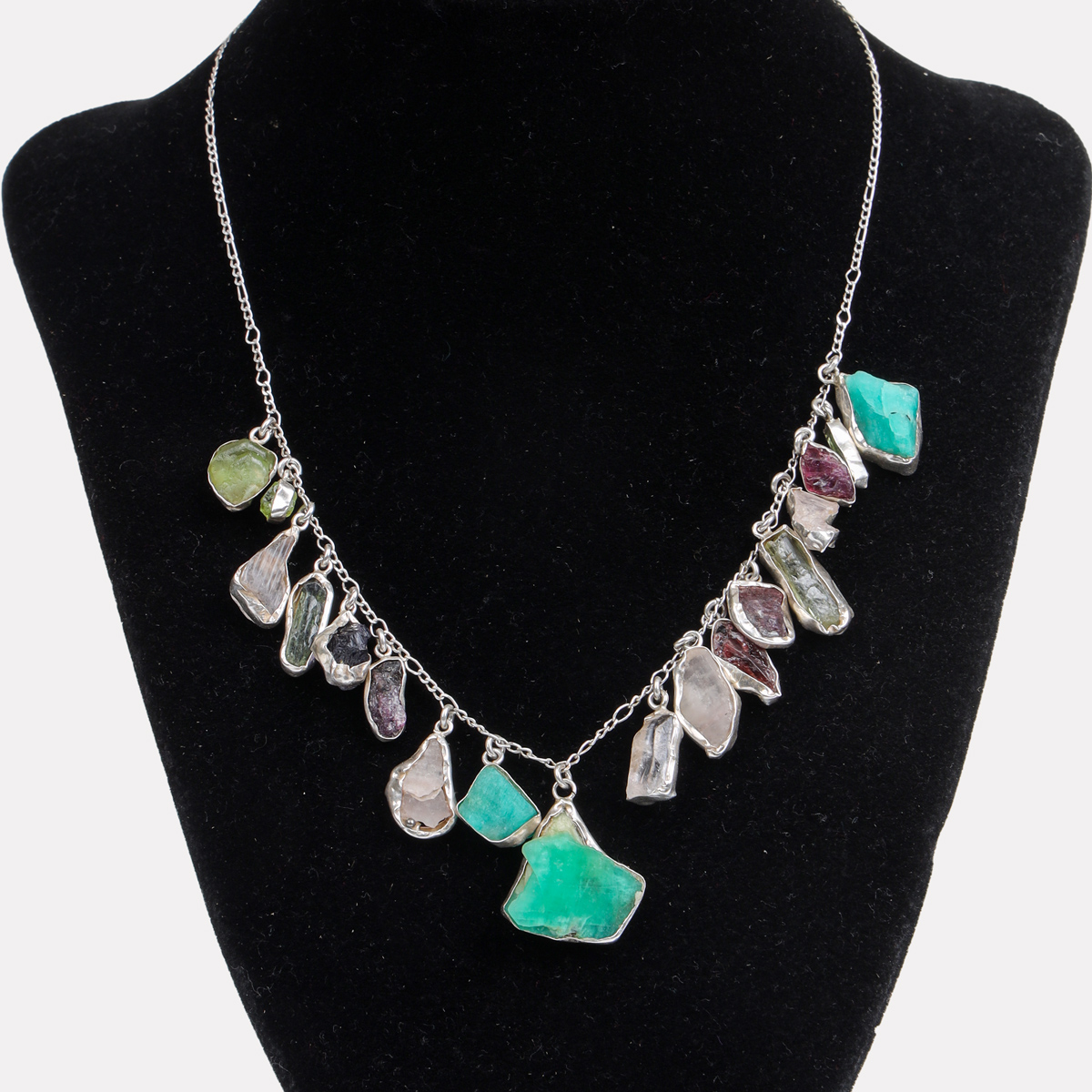 Multi Stone Charm Necklace | Silver 925 Choker Necklace 