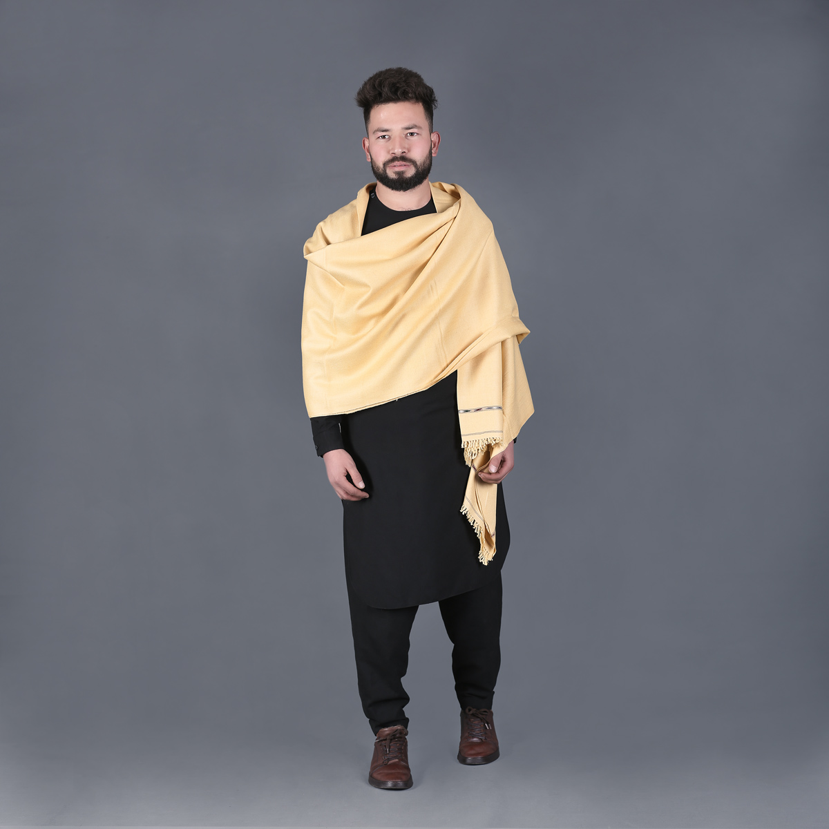 Cream Nuristani Wool Patu | Casual Wear Embroidered Patu