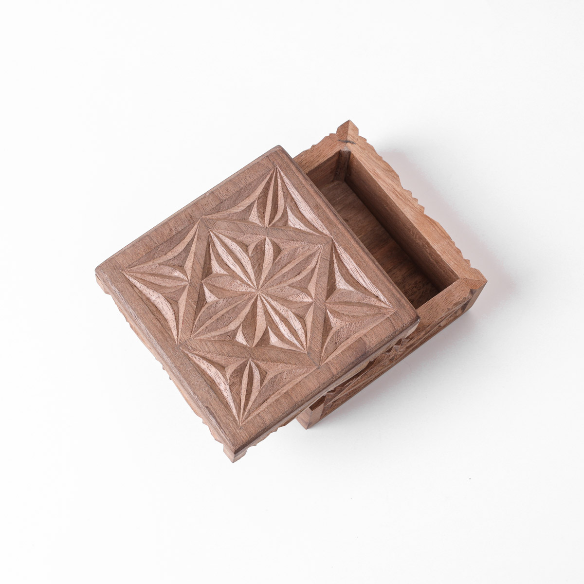Jewelry Box With Fine Carvings | walnut Wood Jewelry Box