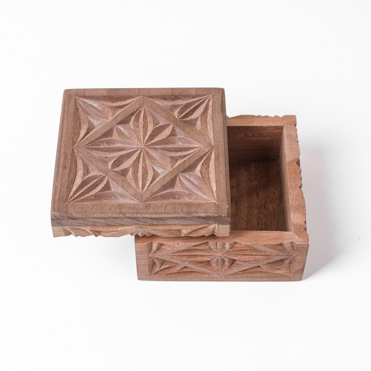 Jewelry Box With Fine Carvings | walnut Wood Jewelry Box