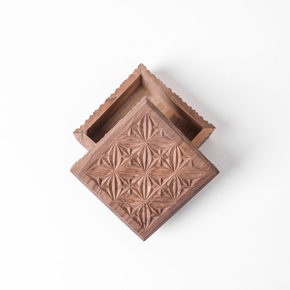 Jewelry Box With Fine Carvings | walnut Wood Jewelry Box