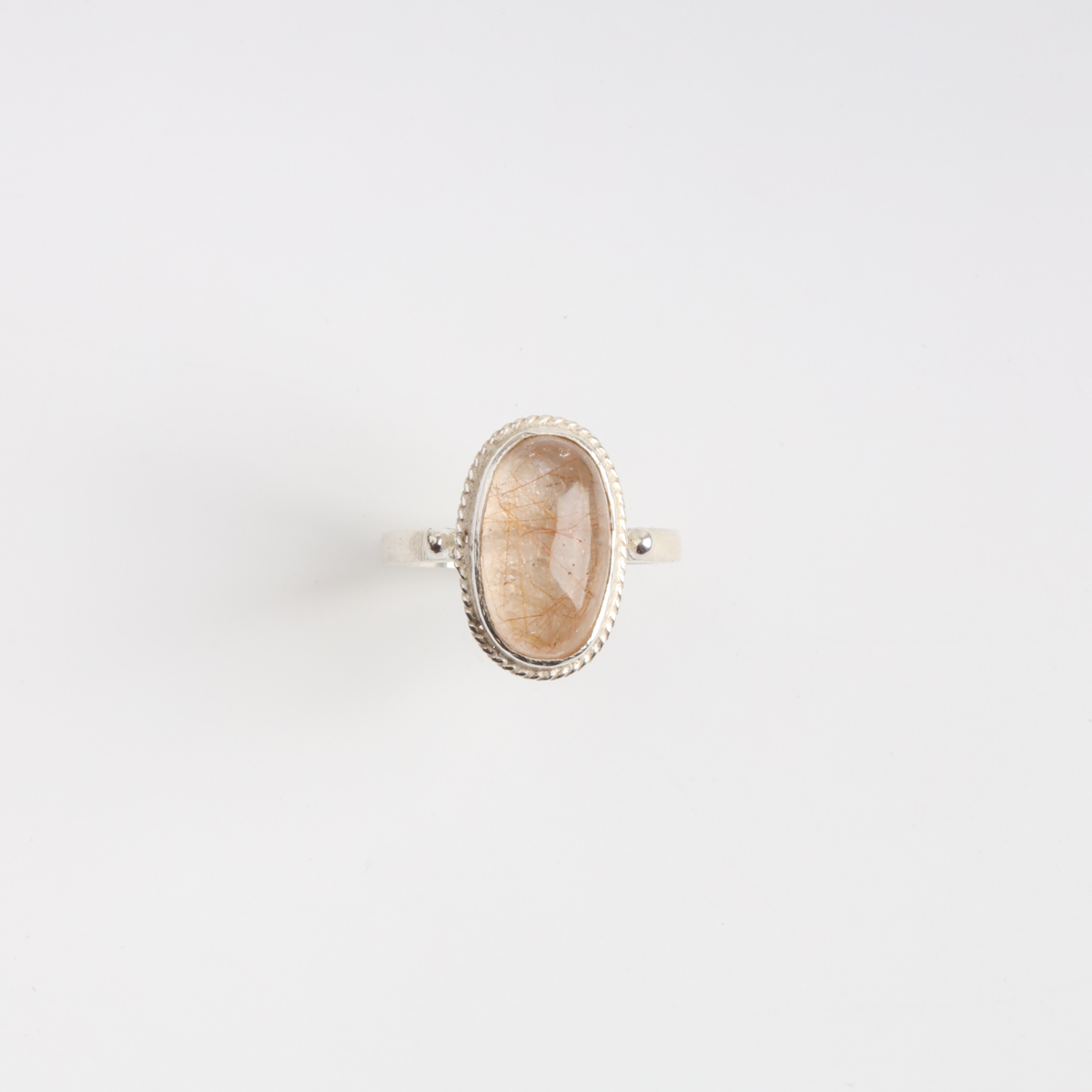 Golden Rutilated Quartz Silver Ring