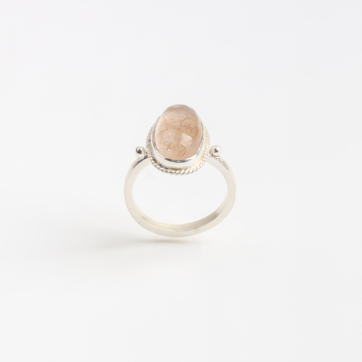 Golden Rutilated Quartz Silver Ring