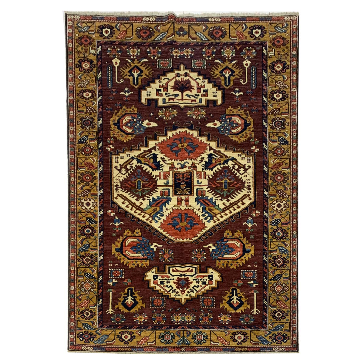 Brown Hand-woven Afghan Carpet | Turkmen Weave Area Carpet