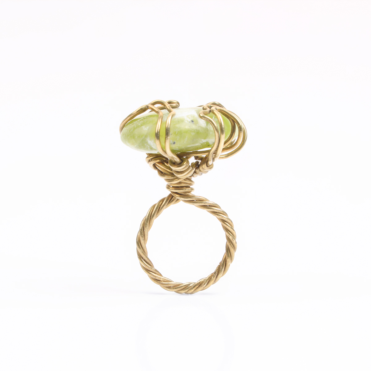 Maqsudi Stone Twisted Ring | Bronze Halo Ring