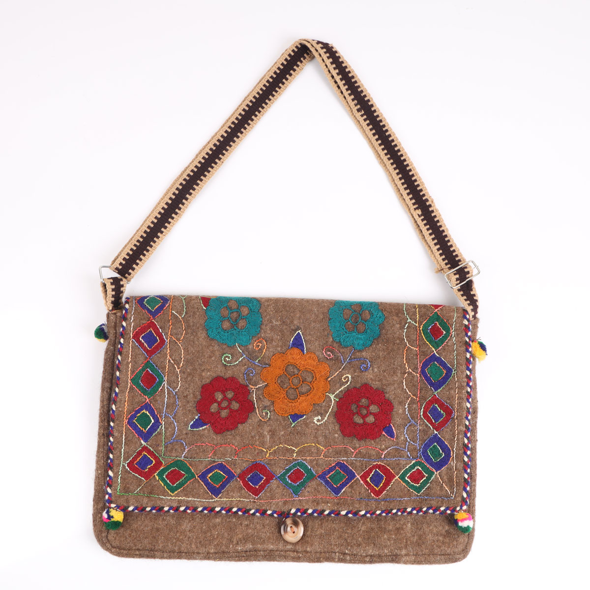 Brown Handmade Cross-Body Computer Bag | Woolen Cross-body Computer Bag