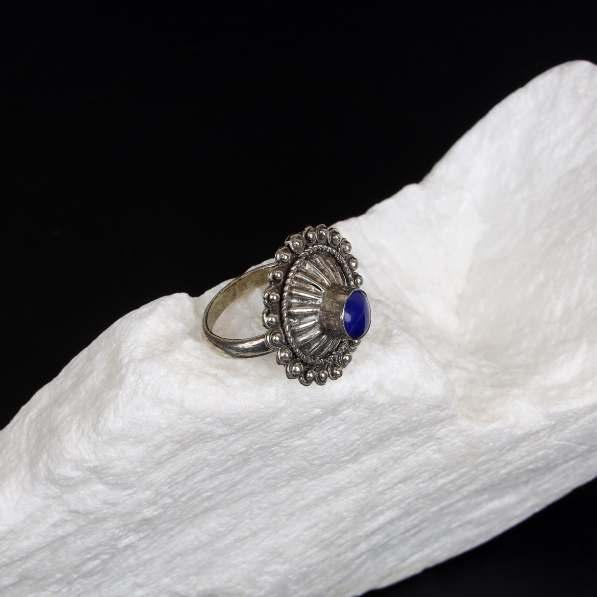 Lapis Lazuli Round Floral Style Ring | Bronze Classic Ring