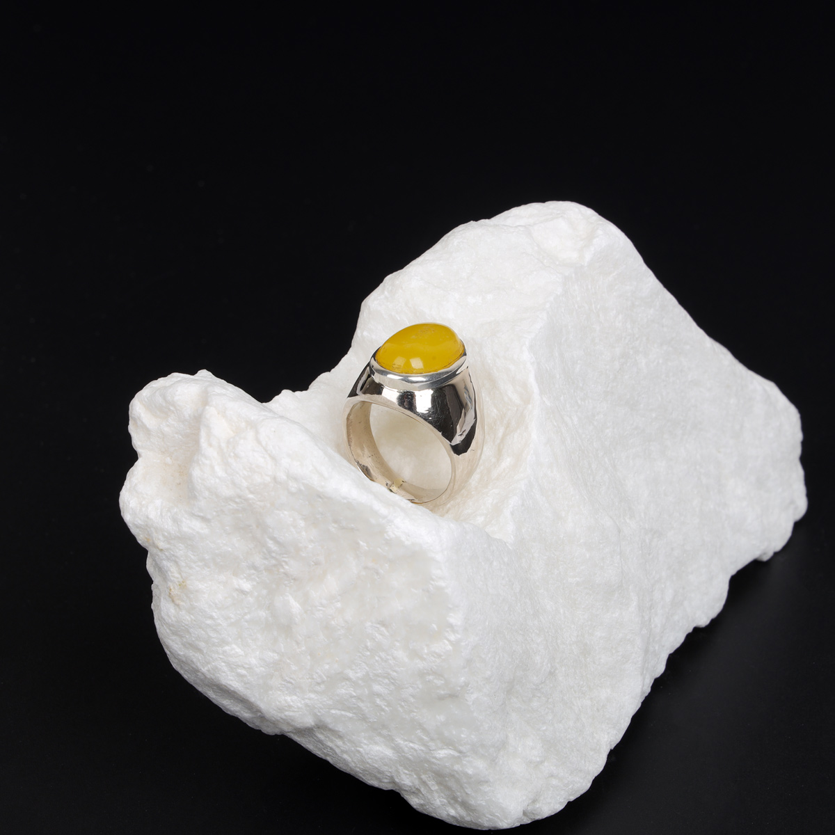 Yellow Agate Stone Ring | 925 Silver Oval Cut Ring 