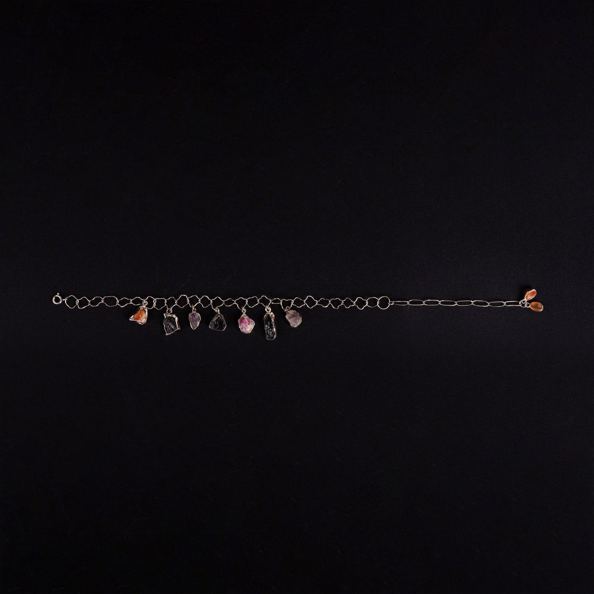 Multi Stone Charm Bracelet | 925 Silver Chain Bracelet