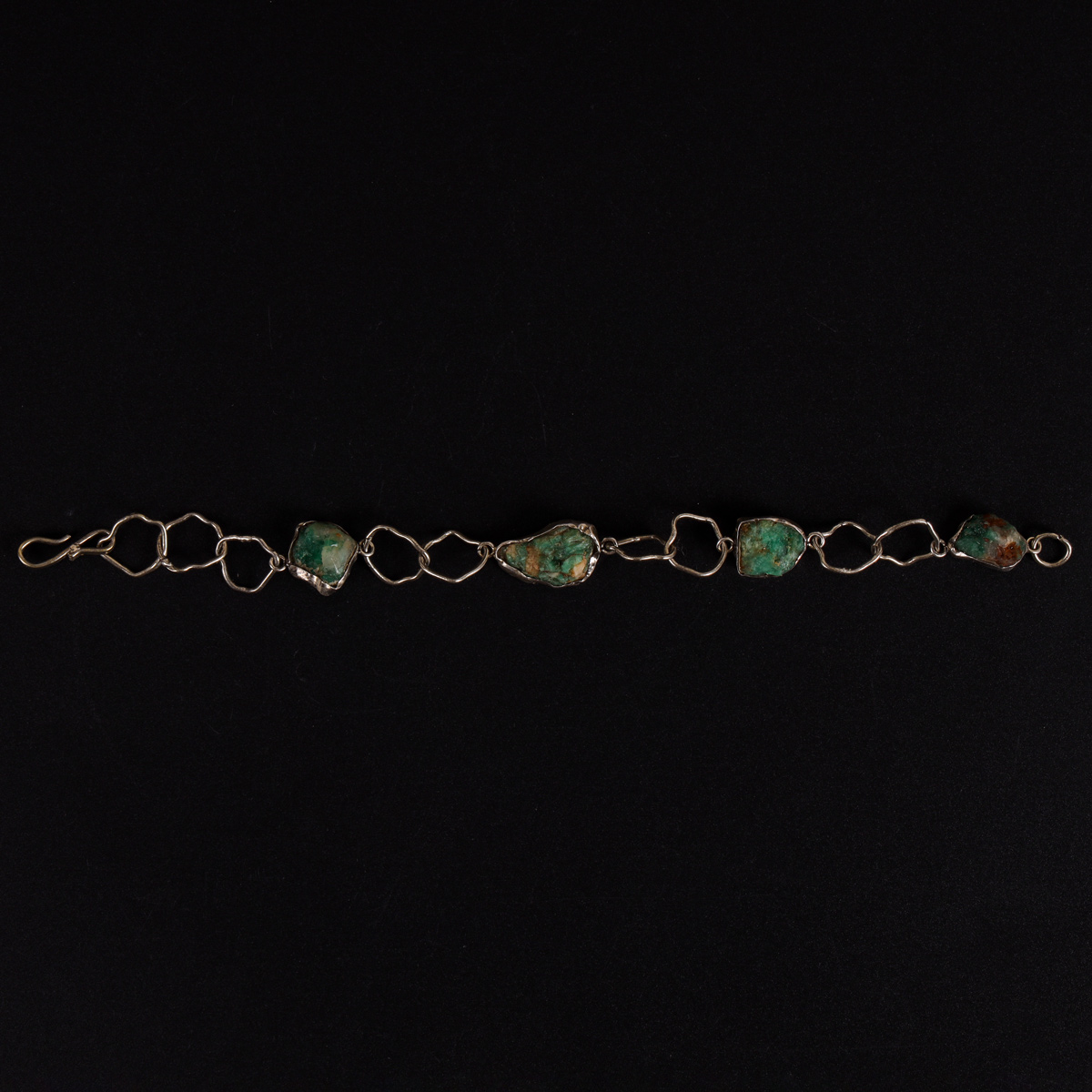 Emerald Rough Cut Gold Plated Bracelet | Bronze Chain Bracelet