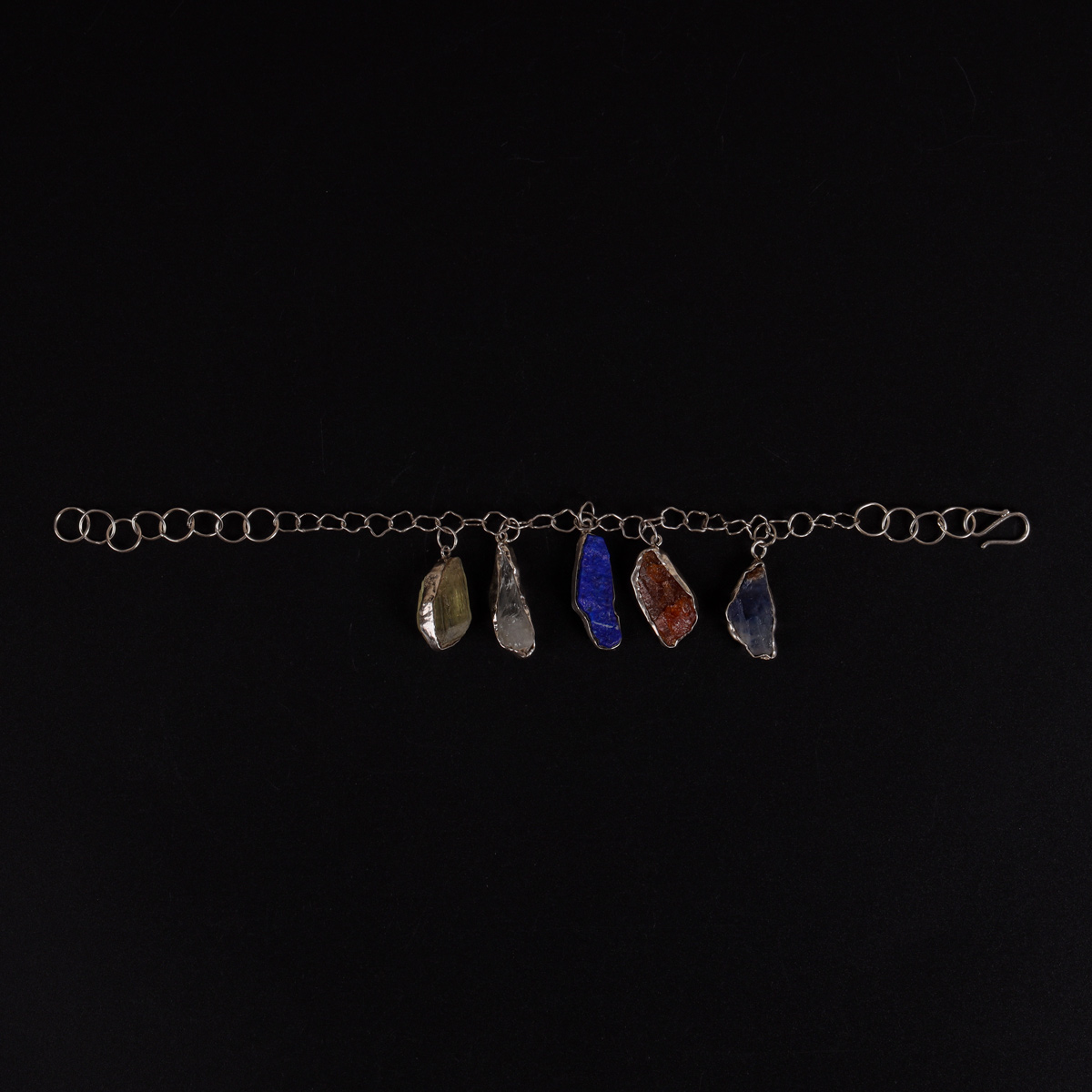 mix stone raf cut lapis lazu;i sapphire kunzite quartz yellow garnet briclate with 925 silver