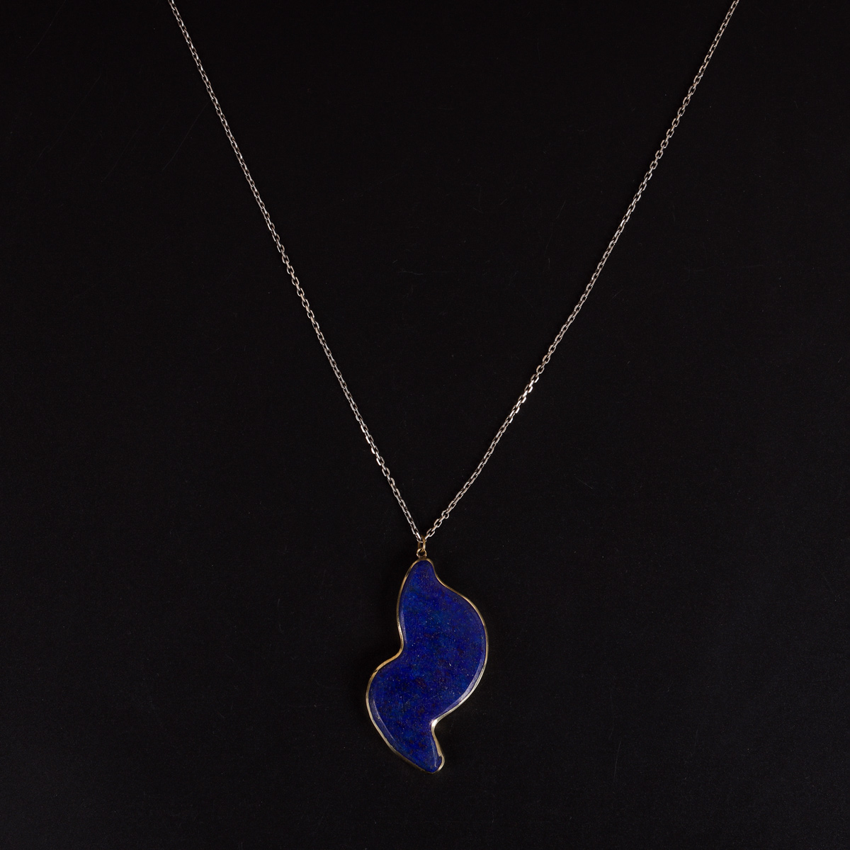 Lapis Lazuli Stone Solitaire Pendant | 925 Silver Drop Chain Locket 