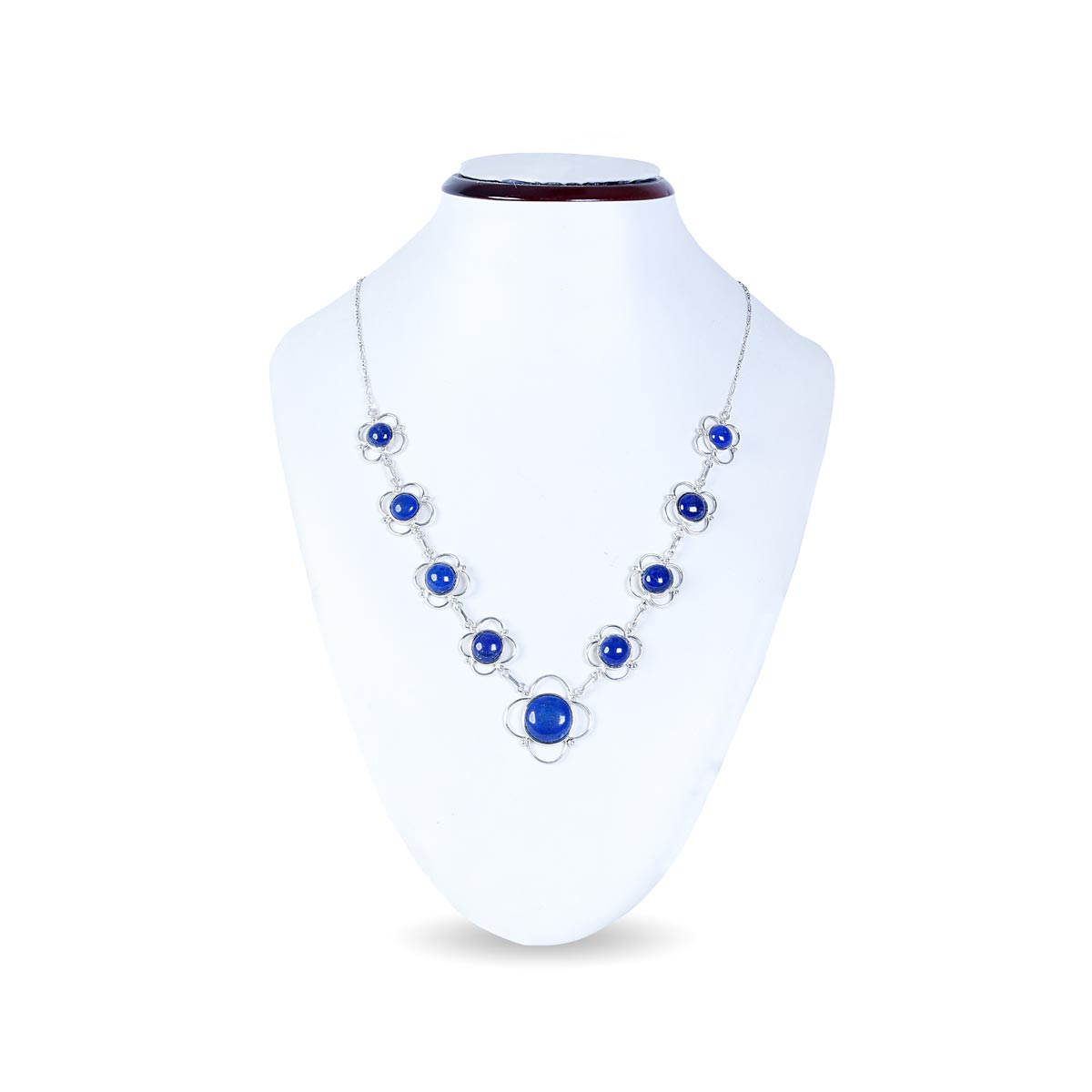 Lapis Floral Necklace | Silver Station Necklace