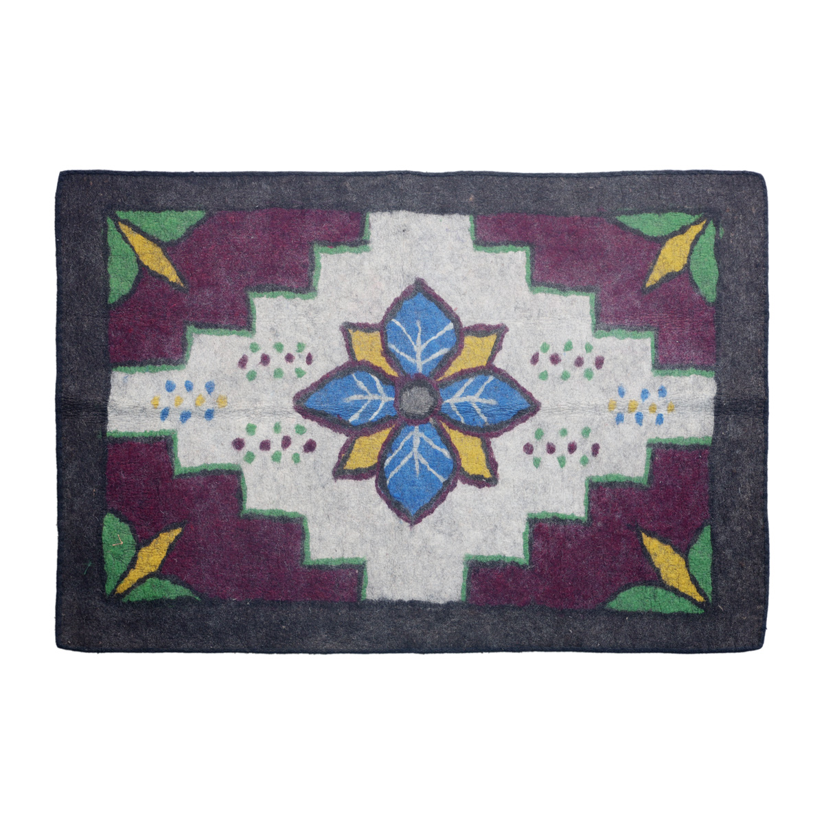 Gray Floral Design Nuristani Namad | Handmade Area Named 5.9 X 4.3 (ft)