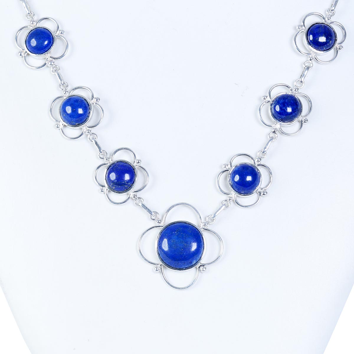 Lapis Floral Necklace | Silver Station Necklace
