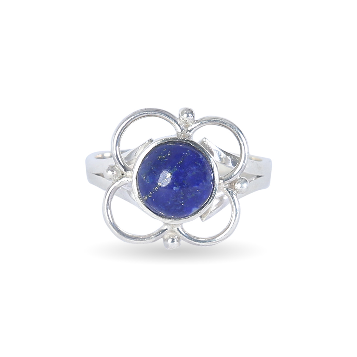 Lapis Lazuli Floral Ring | Silver Split Ring