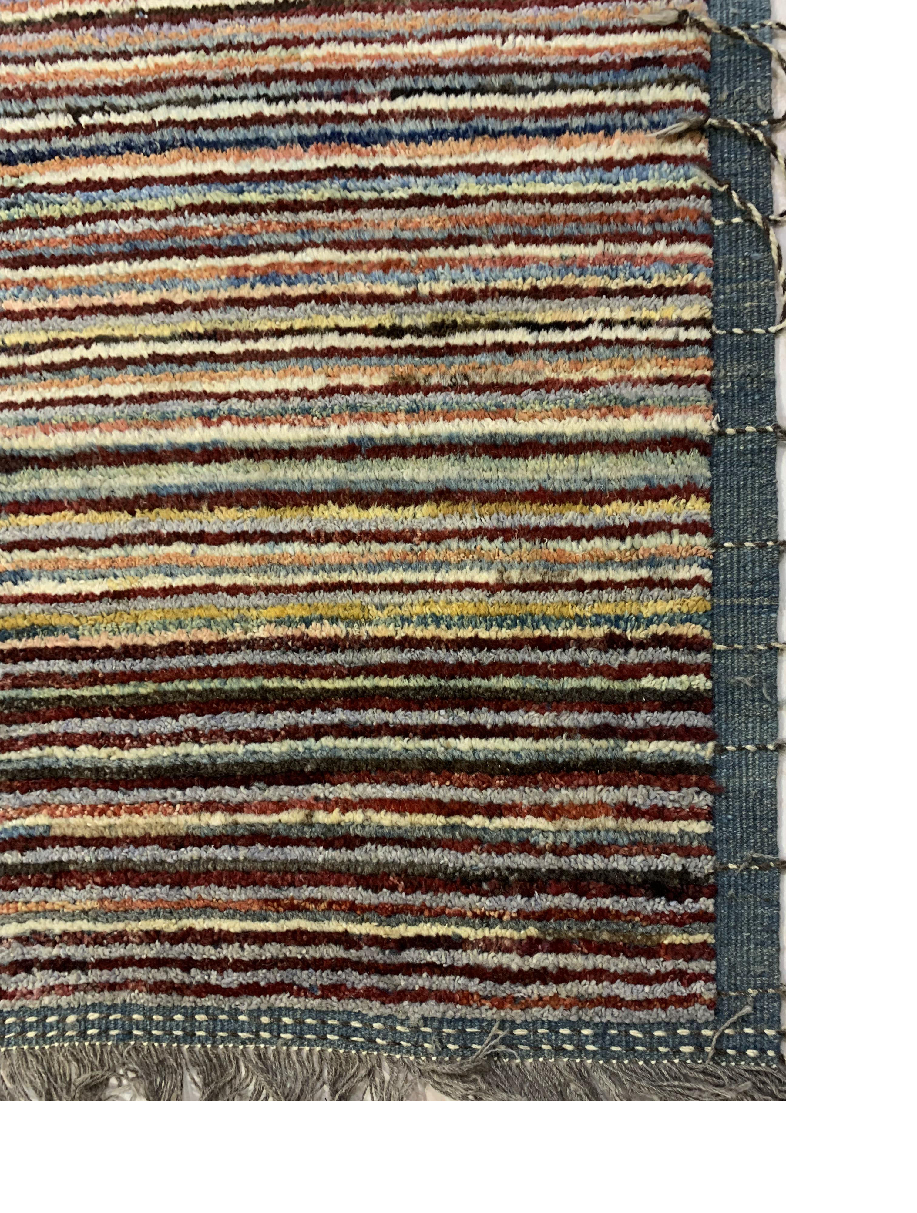 Gray Gabba Stripped Afghan Handmade Rug | Turkmen Weave Runner Rug 10 x 3 (ft)