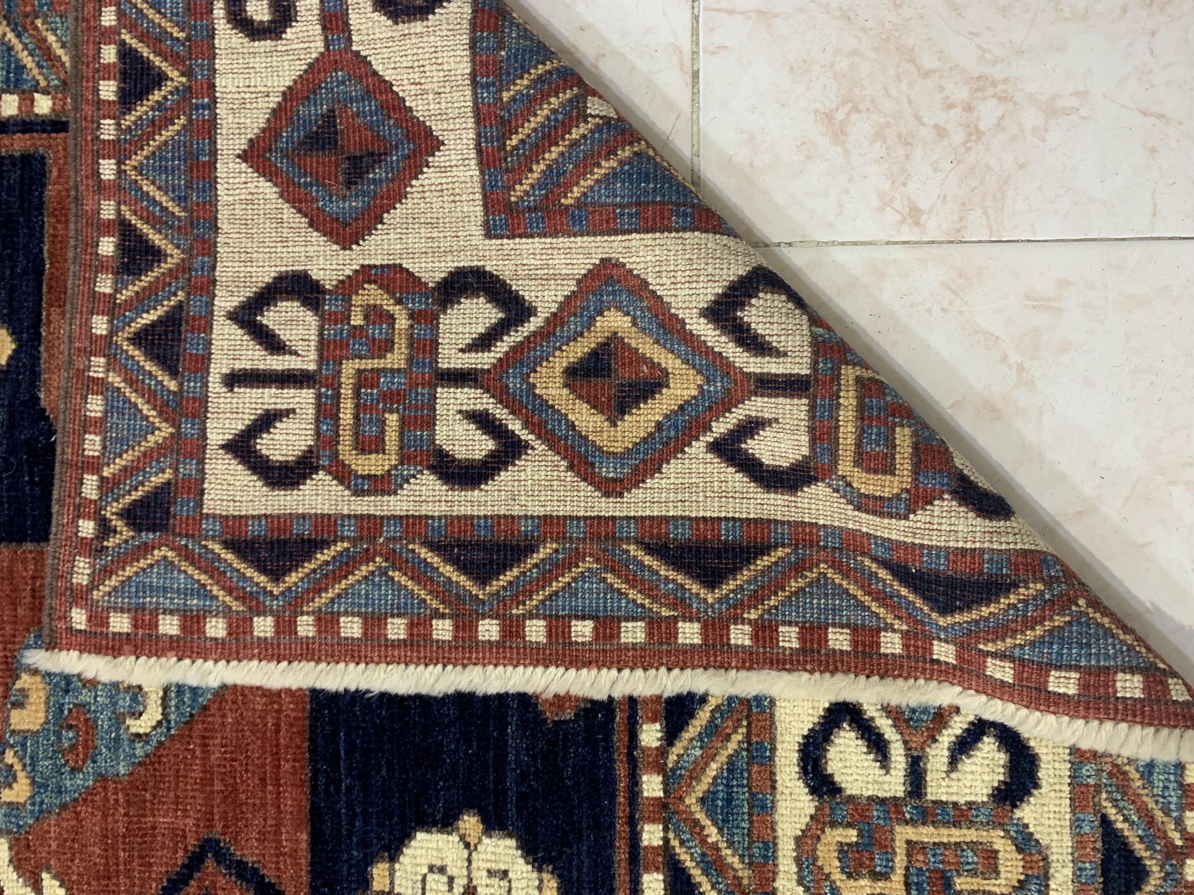 Brownish Cream Anari Afghan Handmade Carpet| Turkmen Weave Carpet 7.80 x 5.50 (ft)