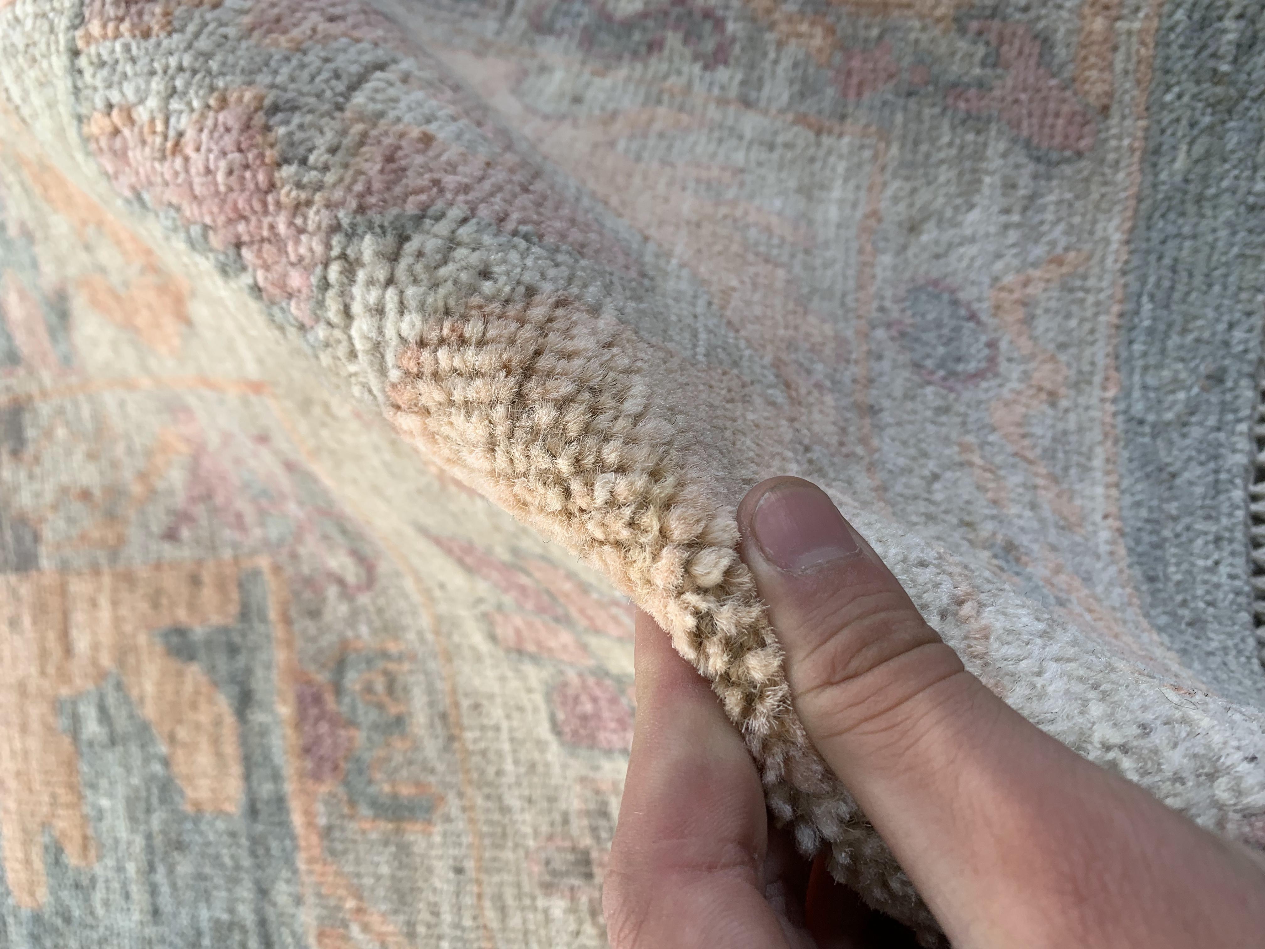Bluish Gray Ushak Handmade Turkish Carpet | Turkmen Weave Carpet 13 X 9.50 (ft)