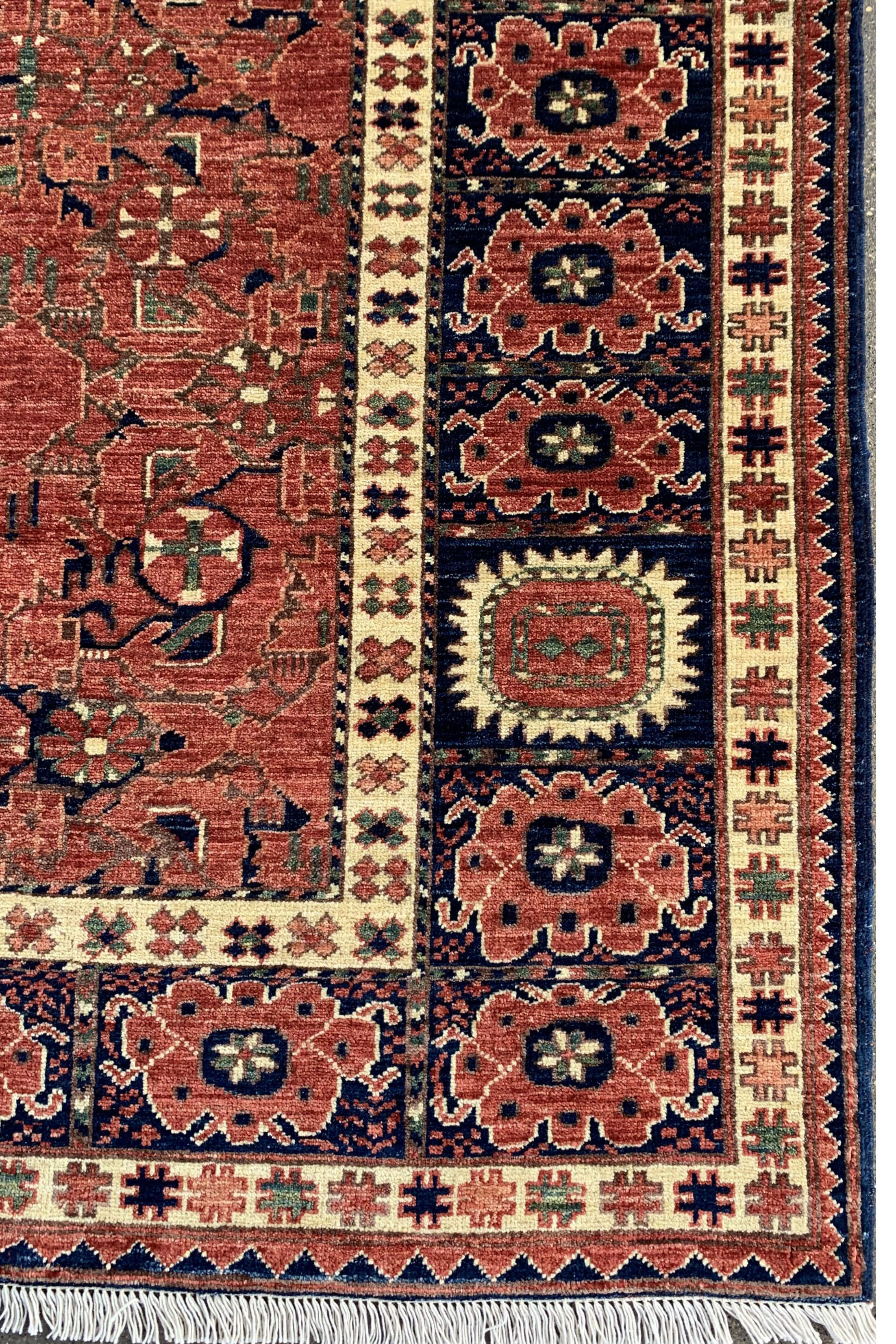 Brownish Red Qabqazistan Afghan Handmade Carpet | Turkmen Weave Carpet 9 X 6.20 (ft)