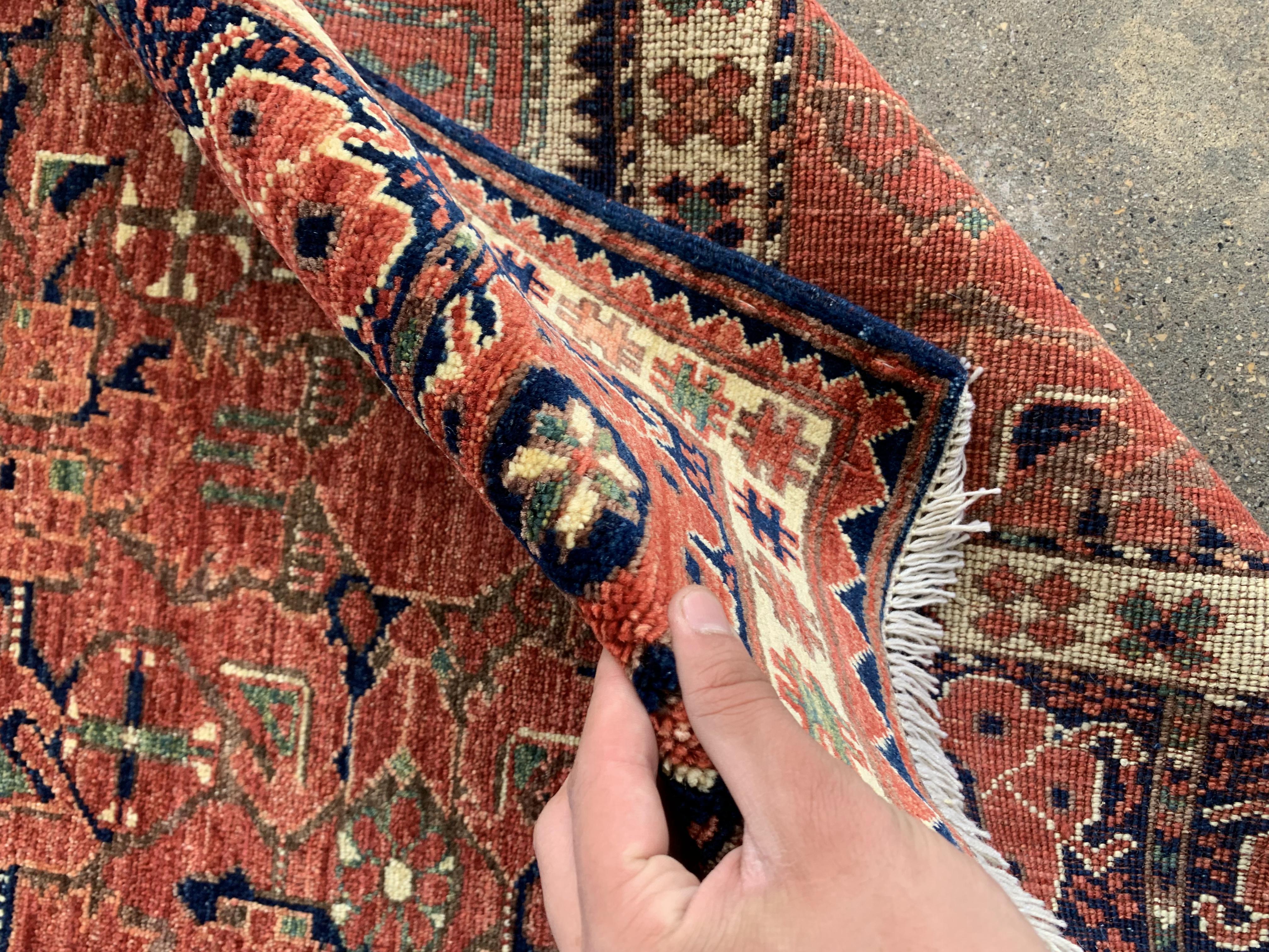 Brownish Red Qabqazistan Afghan Handmade Carpet | Turkmen Weave Carpet 9 X 6.20 (ft)