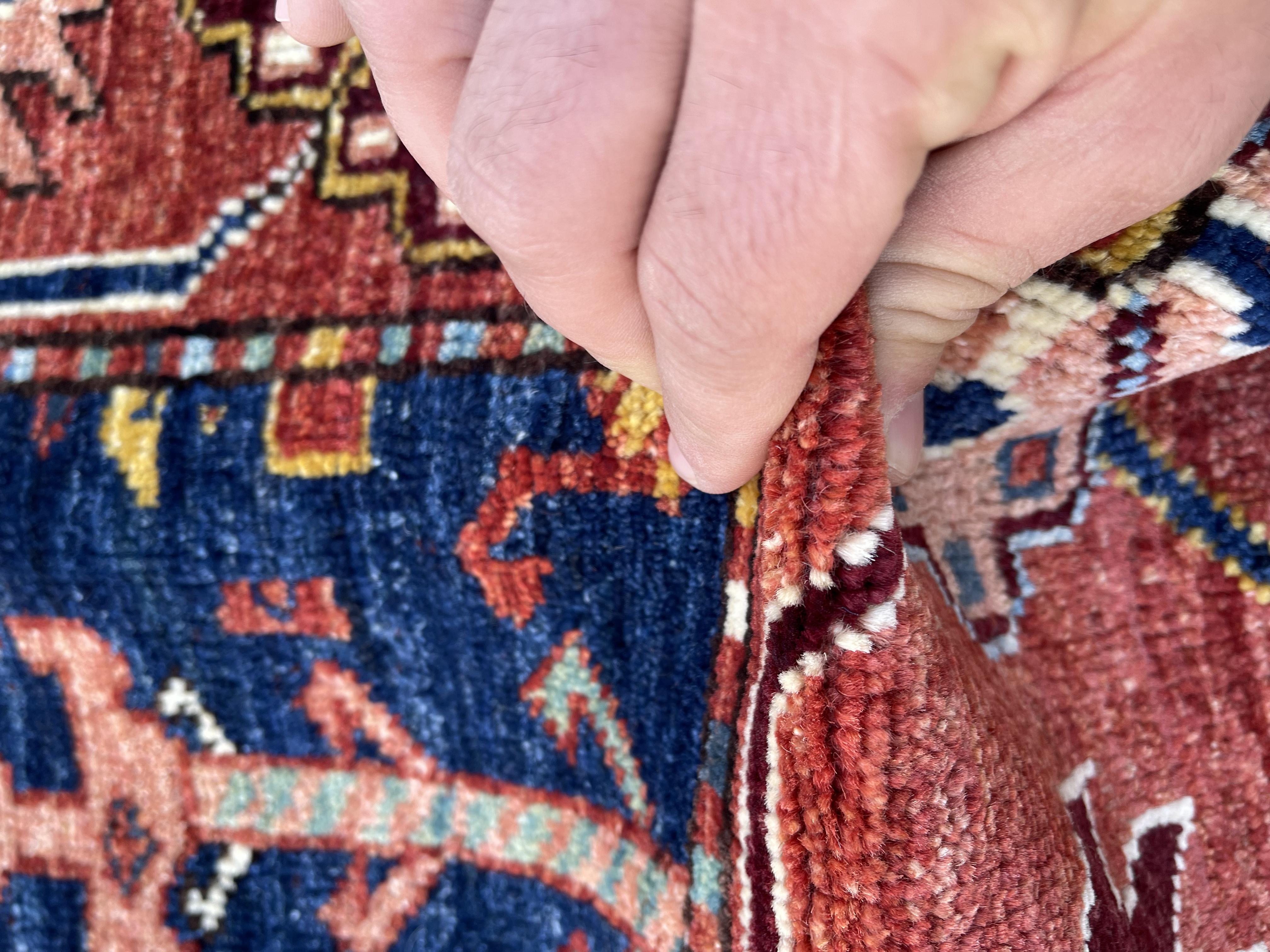 Bluish Red Animal Pictorial Afghan Handmade Carpet | Turkmen Weave Area Carpet 4.70 X 3.40 (ft)