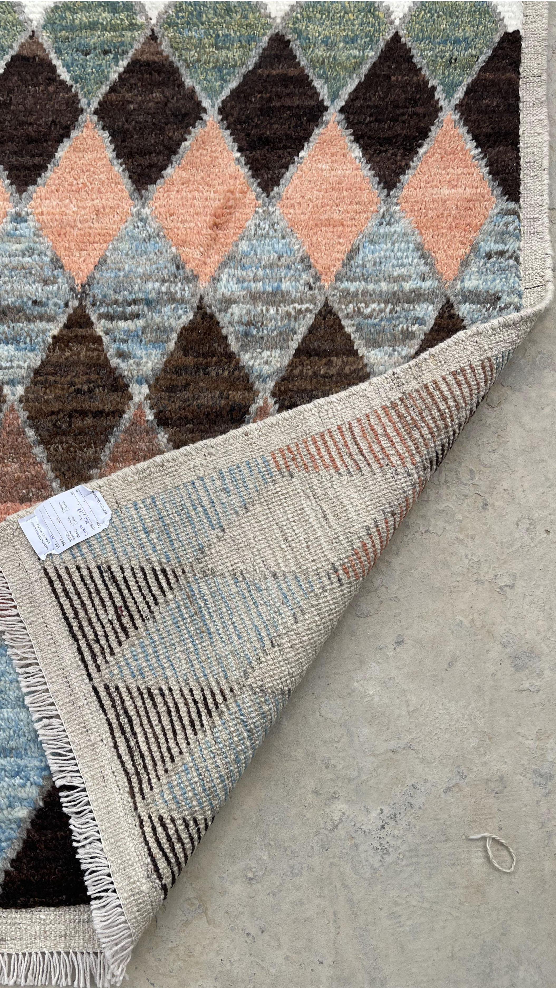 Woolen Moroccan Afghan Handmade Rug | Turkmen Weave Runner Rug 9.80 X 3 (ft)