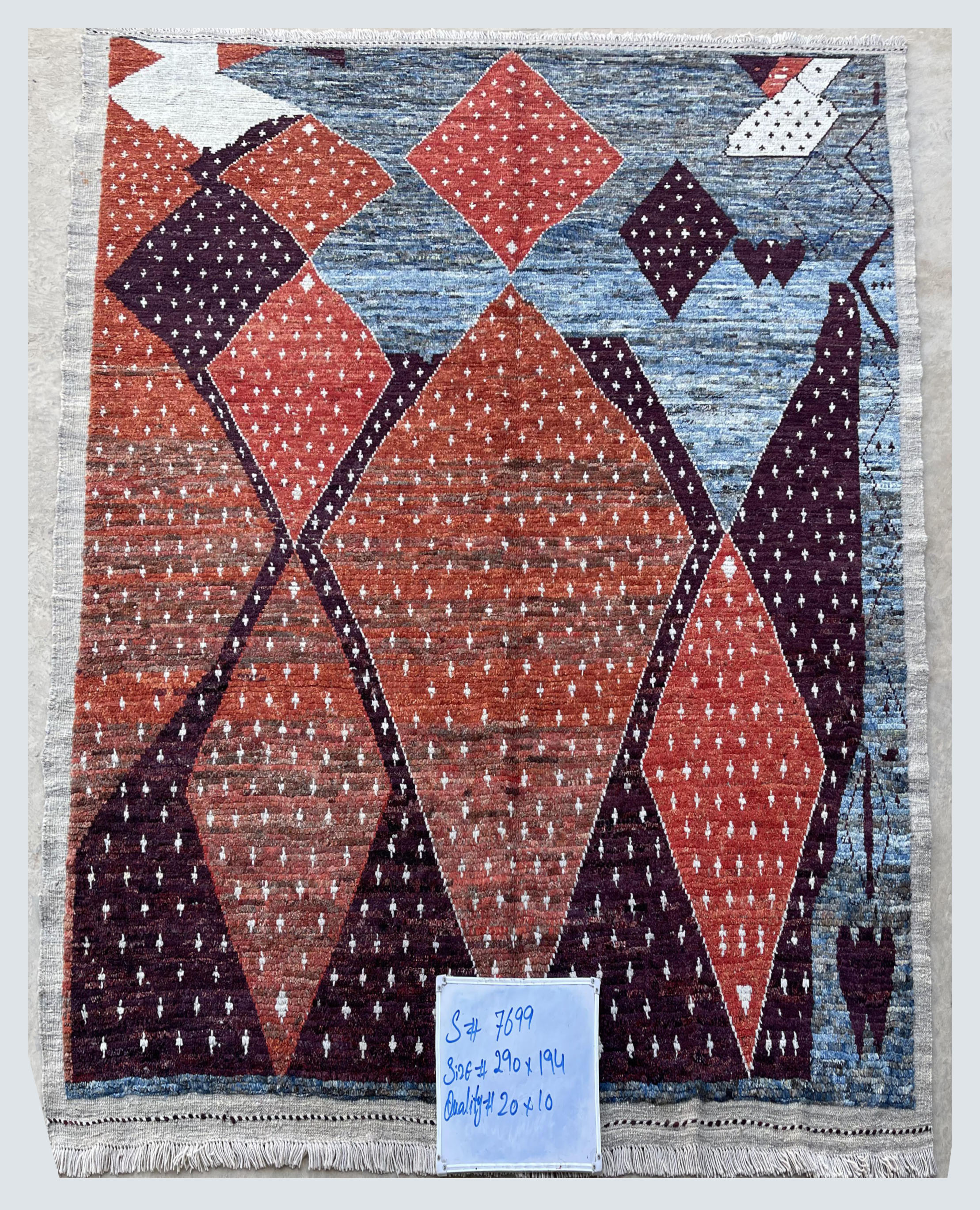Woolen Handmade Moroccan Area Carpet | Turkmen Weave Carpet 9.50 X 6.30 (ft)