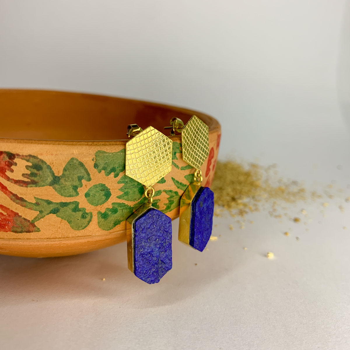 Lapis Lazuli Earrings Herat Crown Earrings