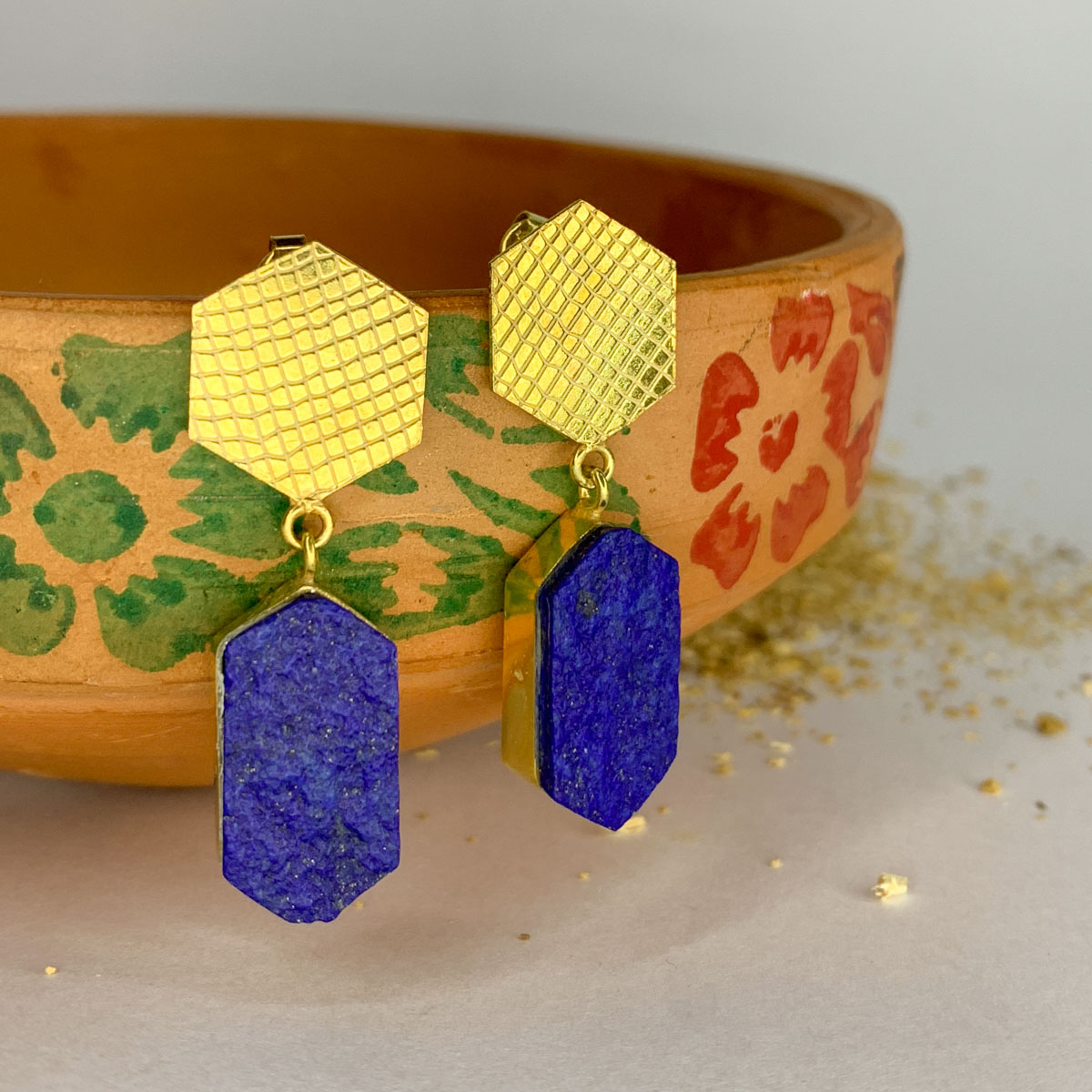 Lapis Lazuli Earrings Herat Crown Earrings
