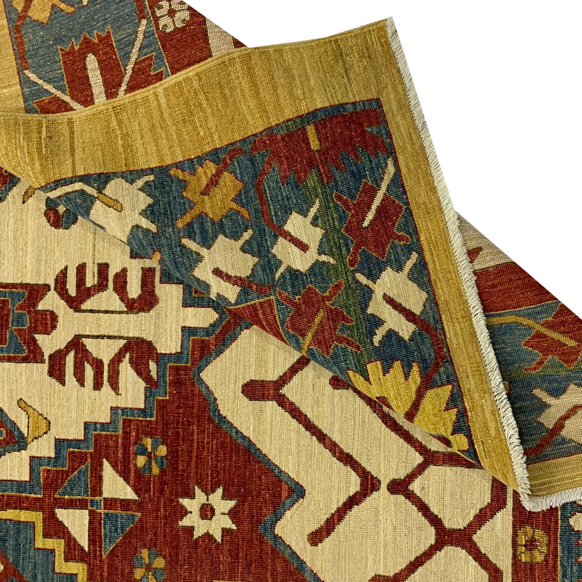 Reddish Cream Hand-woven Afghani Carpet | Turkmen Weave Area Carpet 10 x 8.50 (ft)