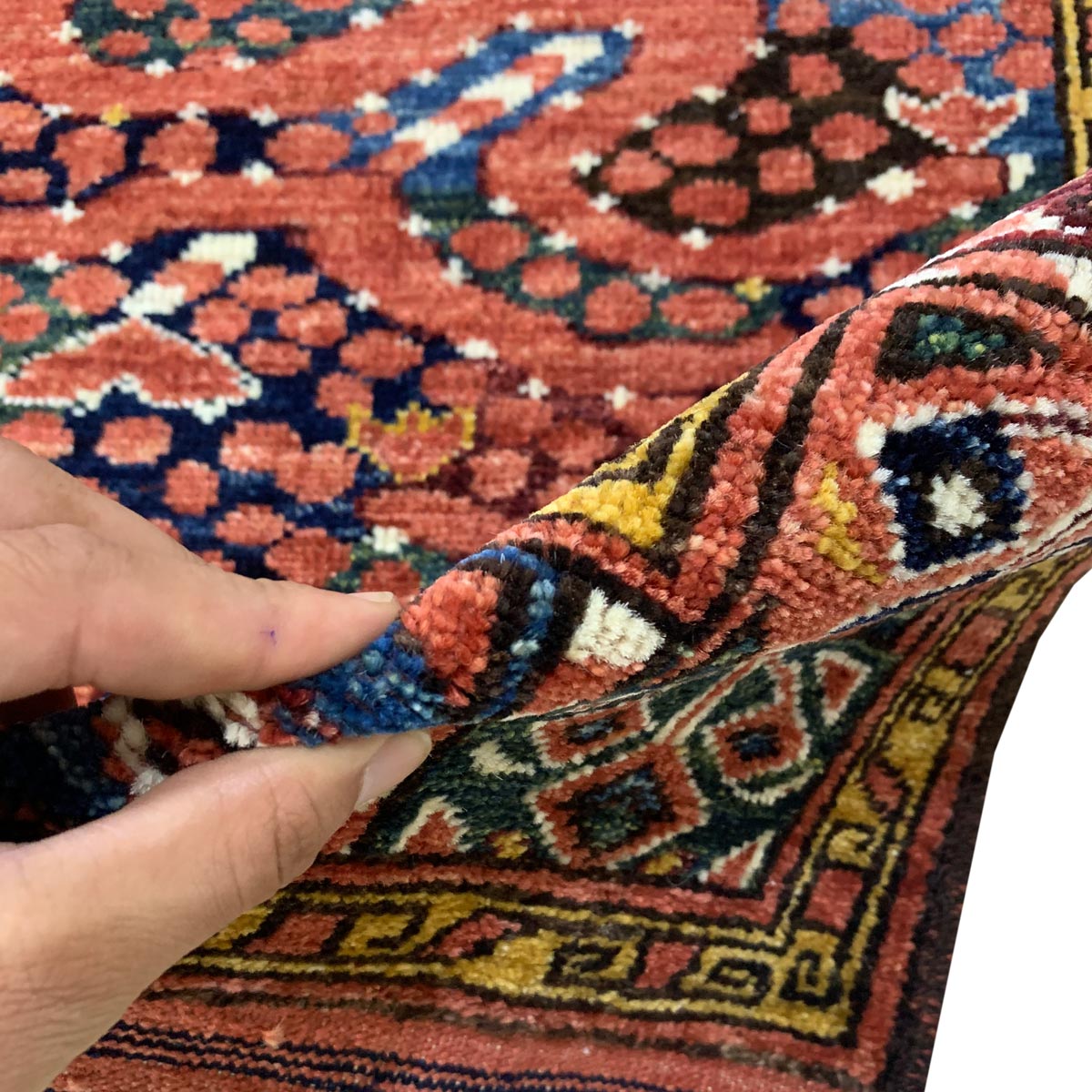 Red Bashiri Hand-woven Afghani Carpet | Turkmen Weave Area Carpet 6.80 X 5 (ft)