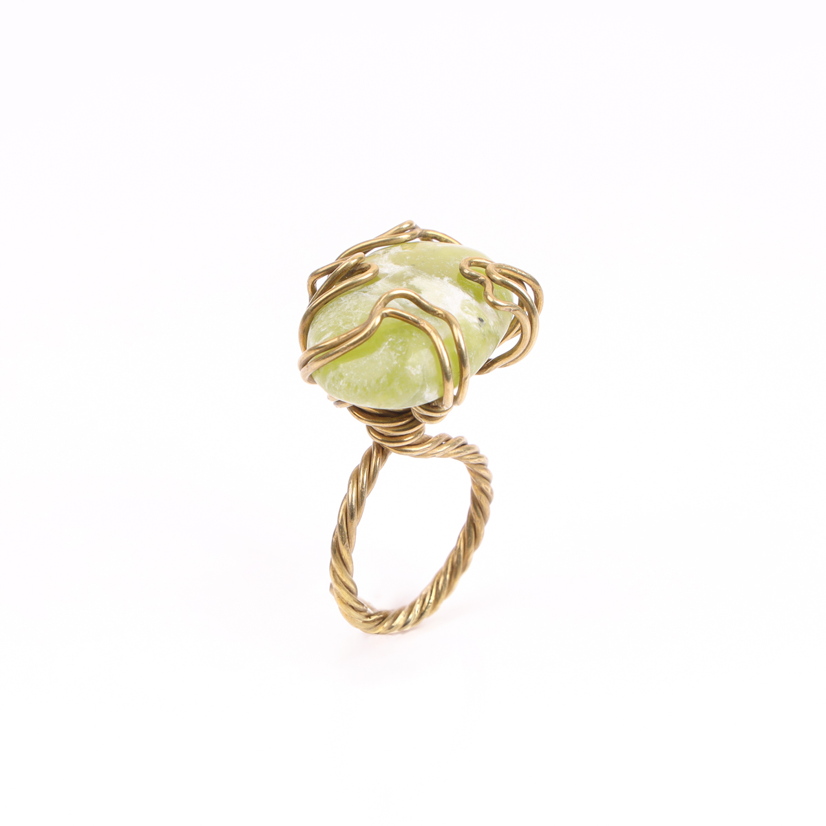 Maqsudi Stone Twisted Ring | Bronze Halo Ring
