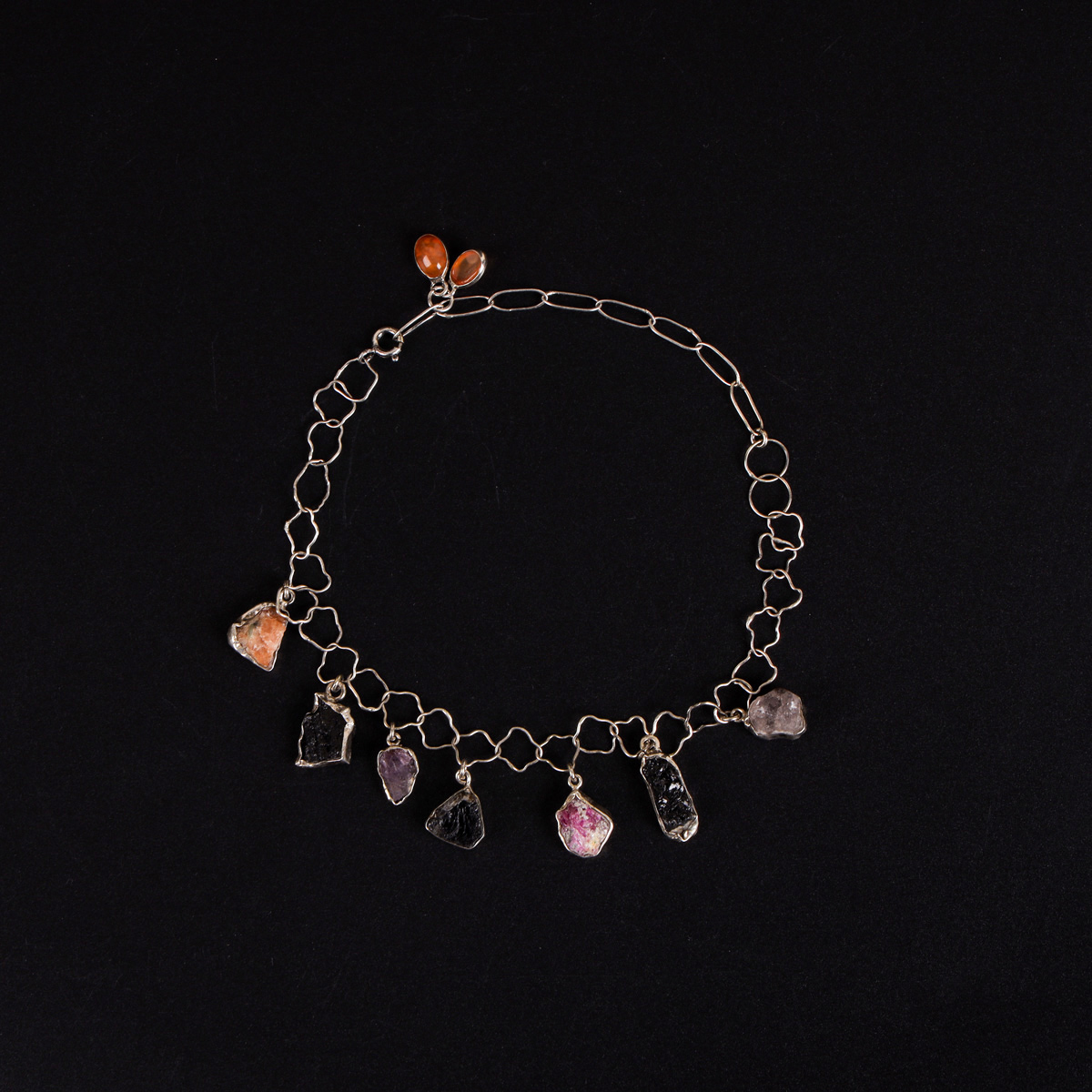 Multi Stone Charm Bracelet | 925 Silver Chain Bracelet