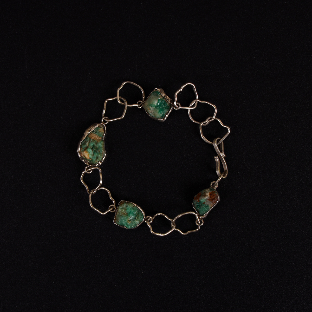 Emerald Rough Cut Gold Plated Bracelet | Bronze Chain Bracelet