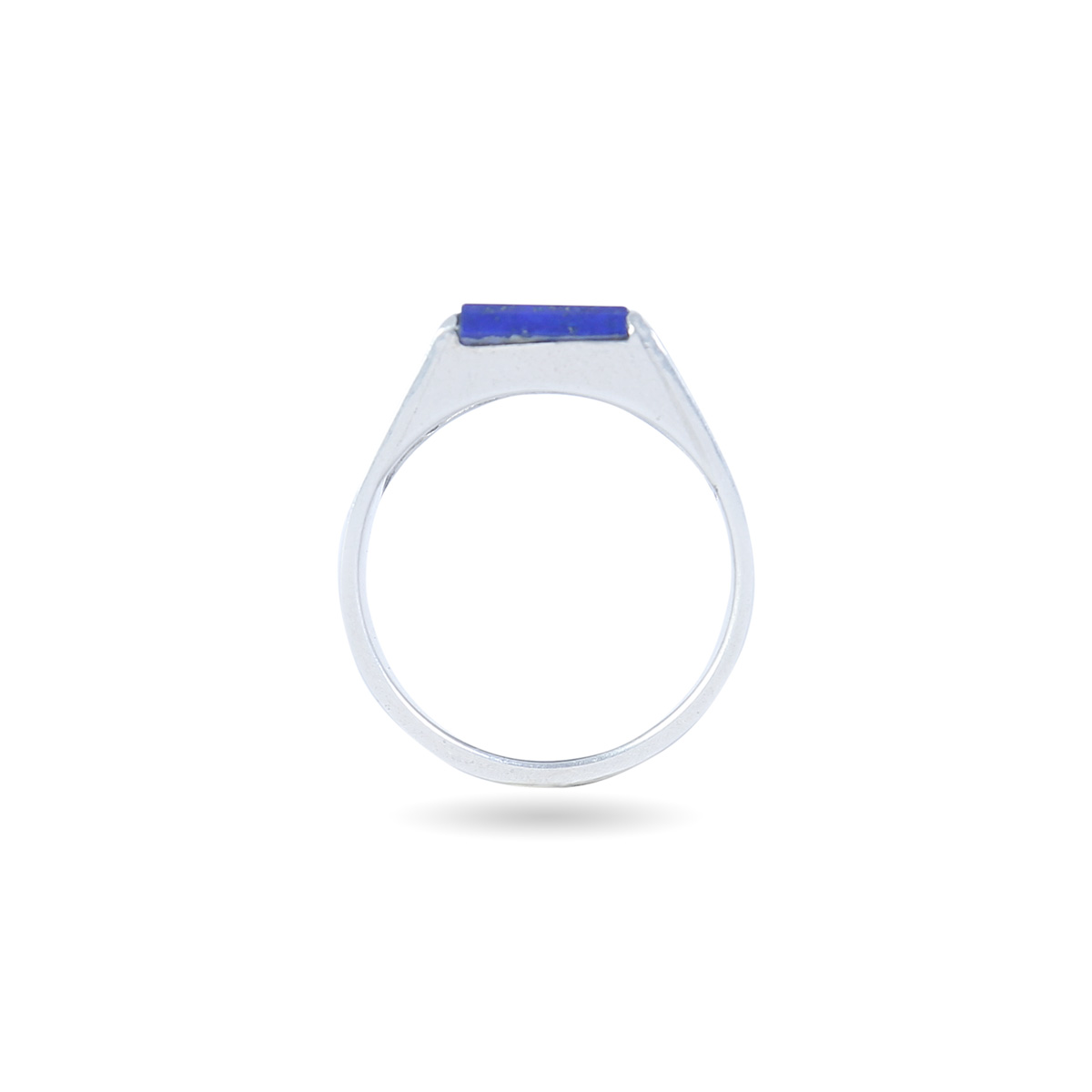 Lapis Lazuli Rectangle Men's Ring | Flat Silver Ring