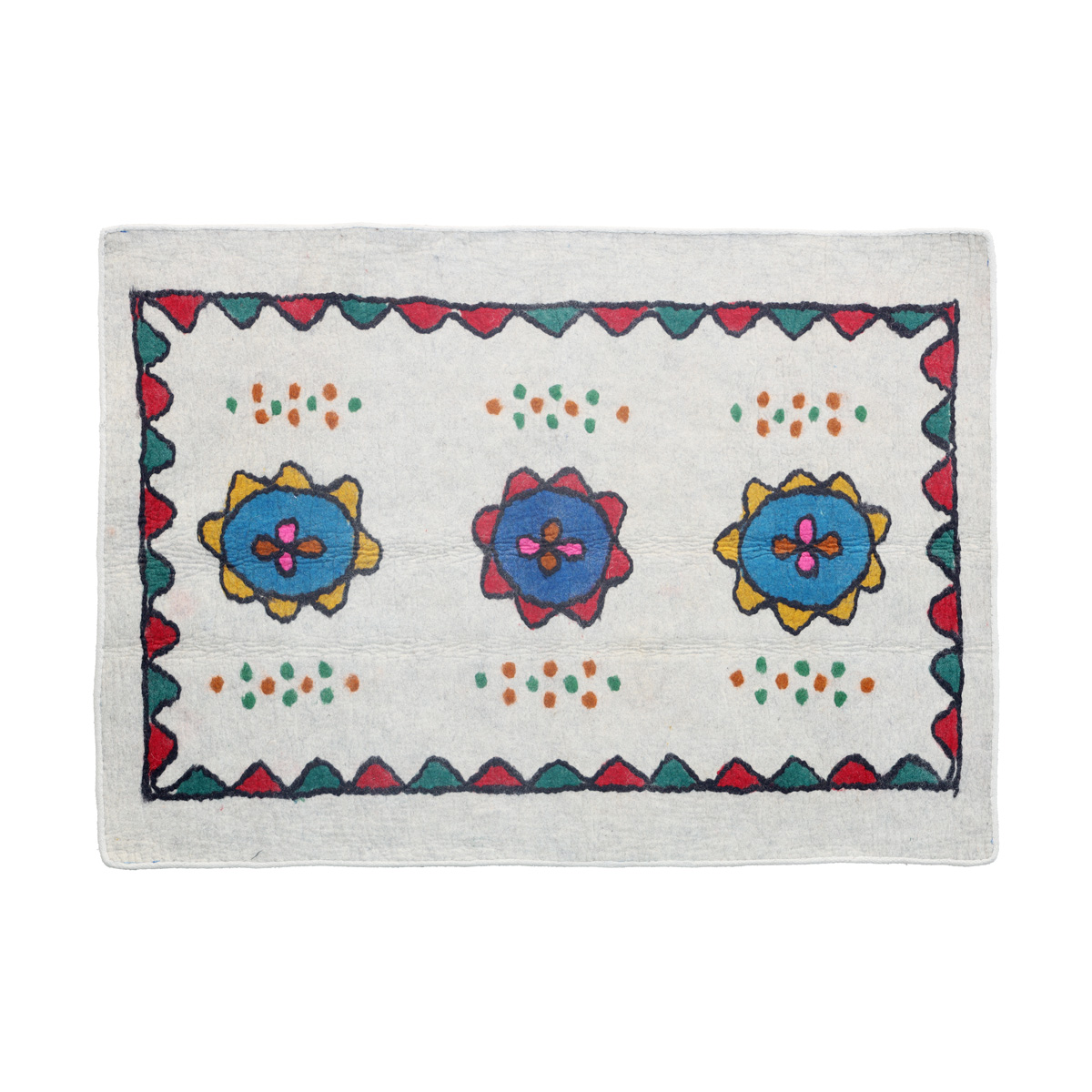White Floral Design Nuristani Namad | Handmade Woolen Namad 5.9 X 4.3 (ft)