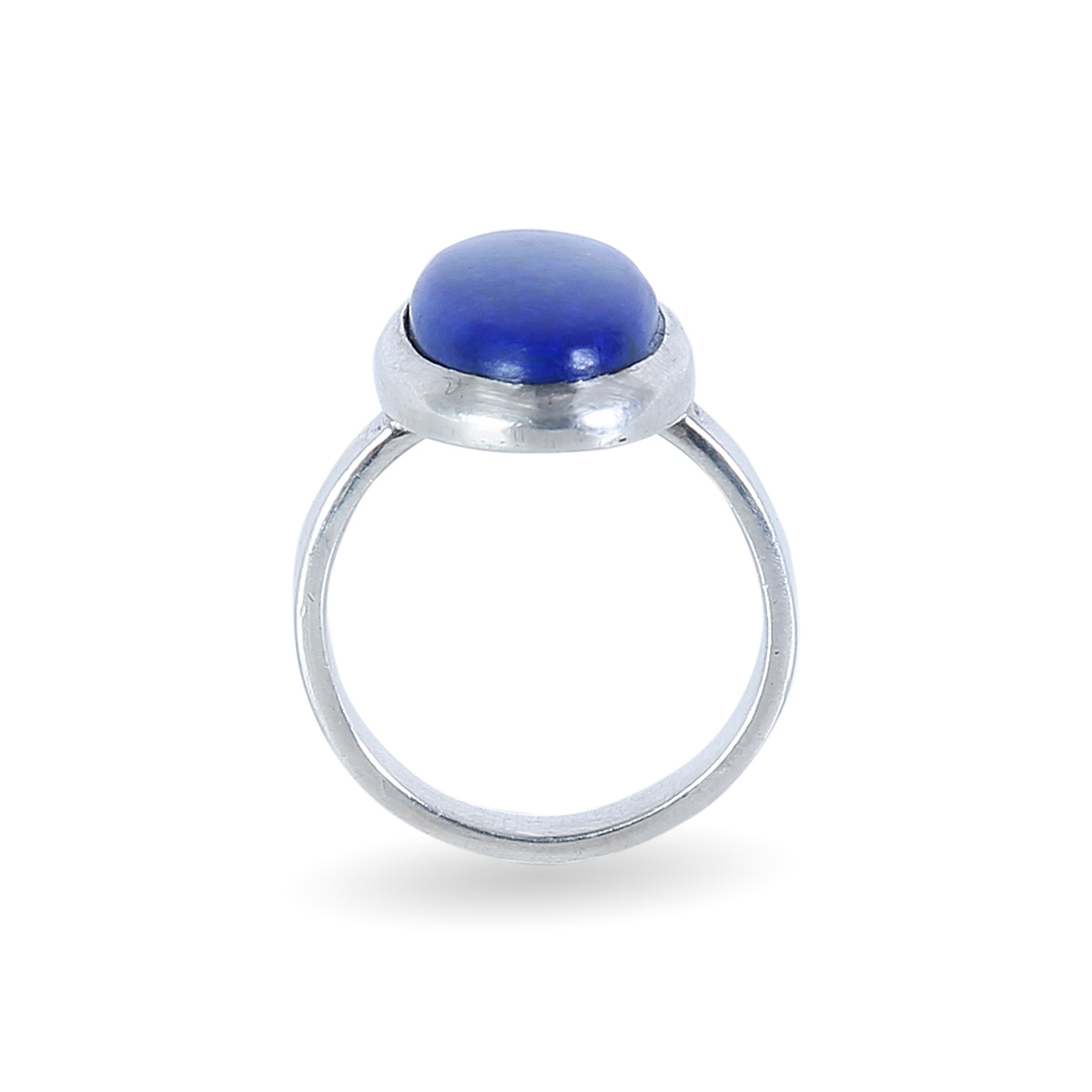 Oval Lapis Lazuli Ring | Silver Straight Ring