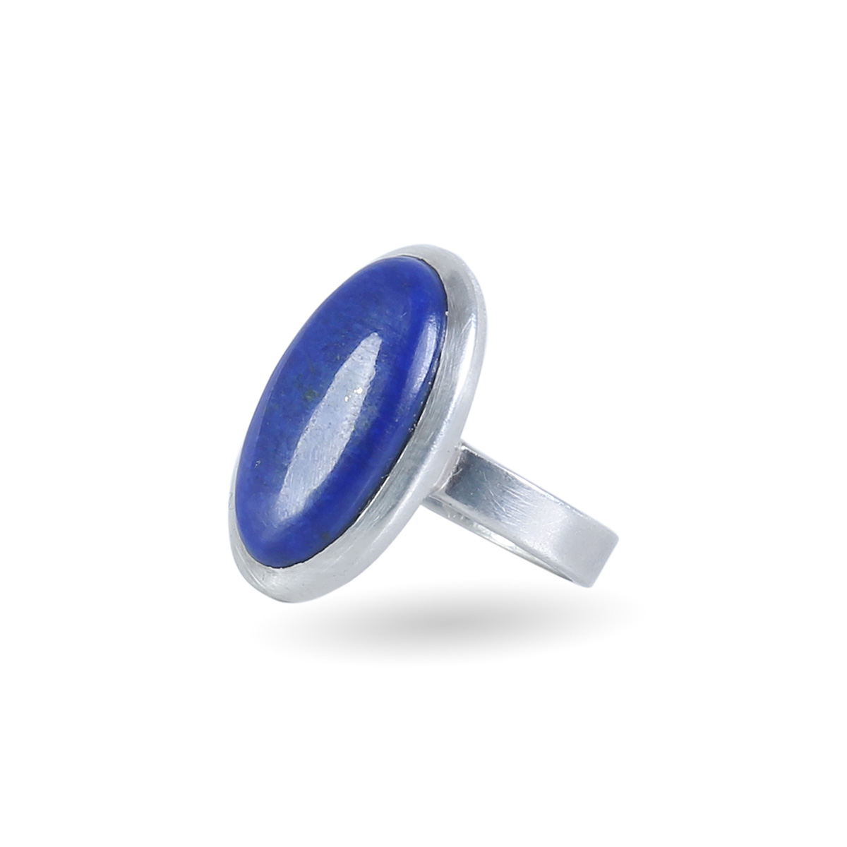 Oval Lapis Lazuli Ring | Silver Straight Ring