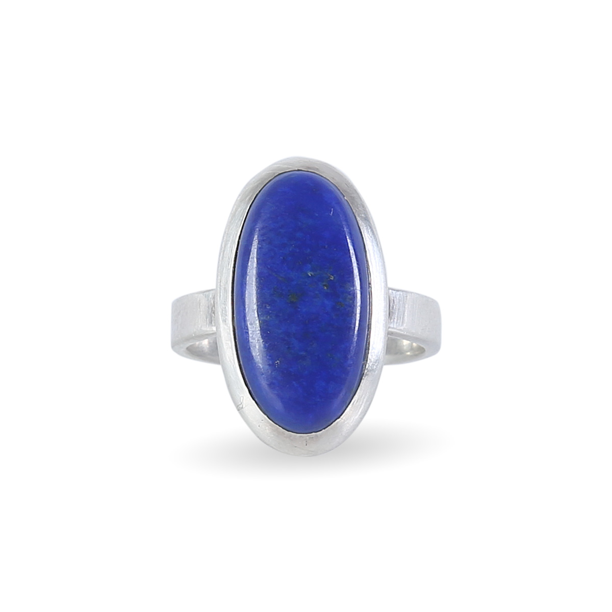 Oval Lapis Lazuli Ring | Silver Straight Ring