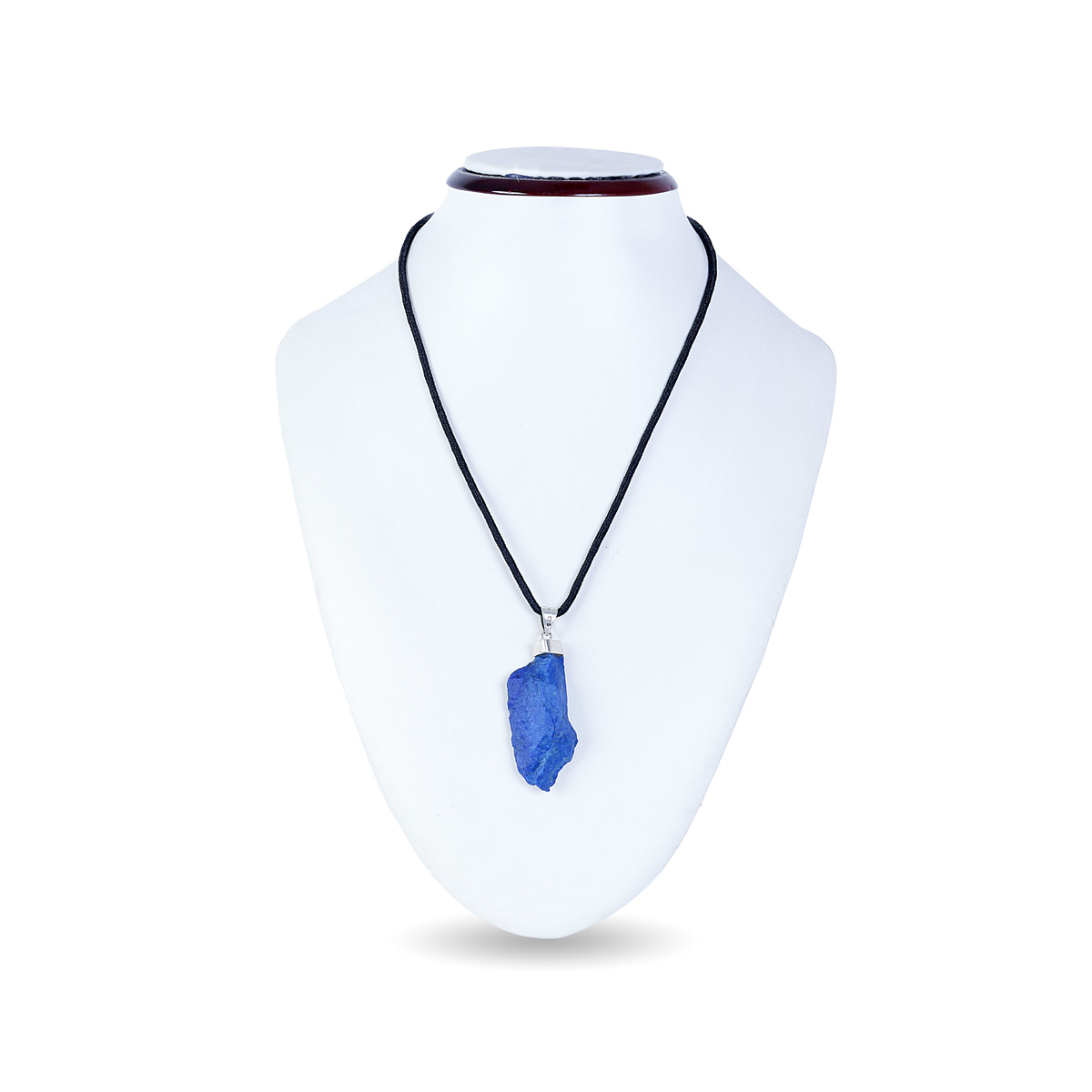 Lapis Rosary Necklace | Silver Solitaire Pendant