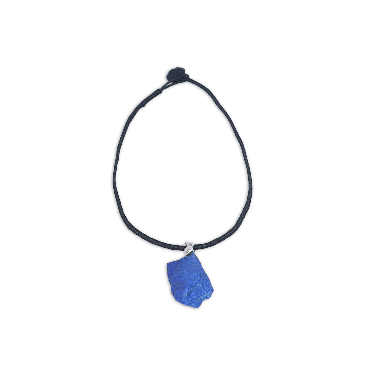 Lapis Rosary Necklace | Silver Solitaire Pendant