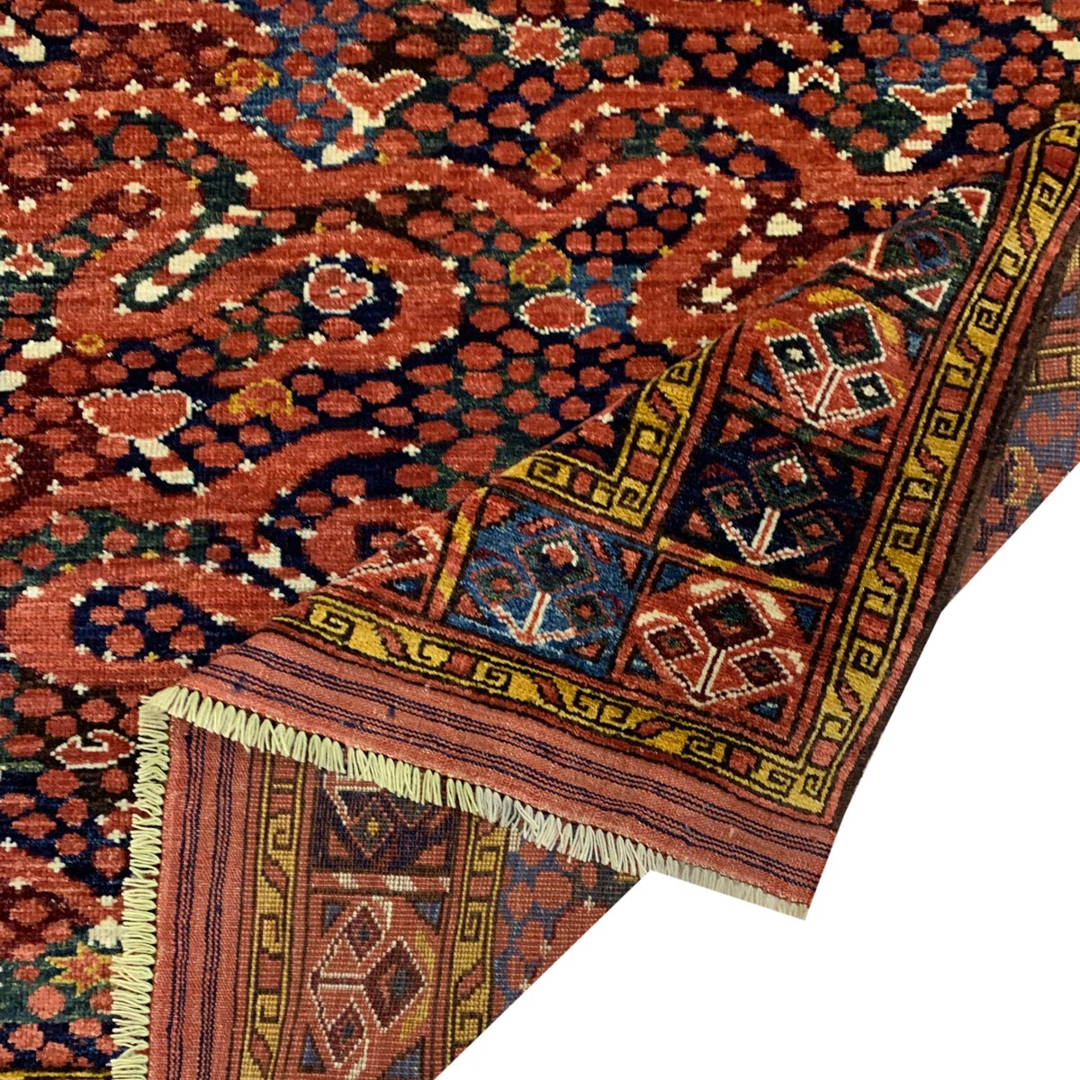 Red Bashiri Hand-woven Afghani Carpet | Turkmen Weave Area Carpet 6.80 X 5 (ft)