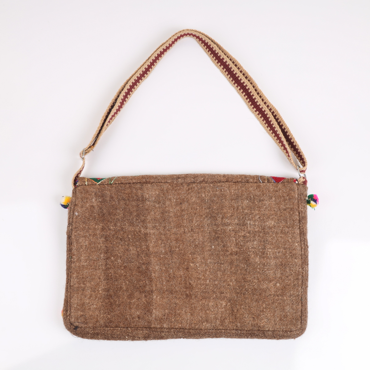 Brown Floral Embroidered Computer Bag | Cross-Body Woolen Bag