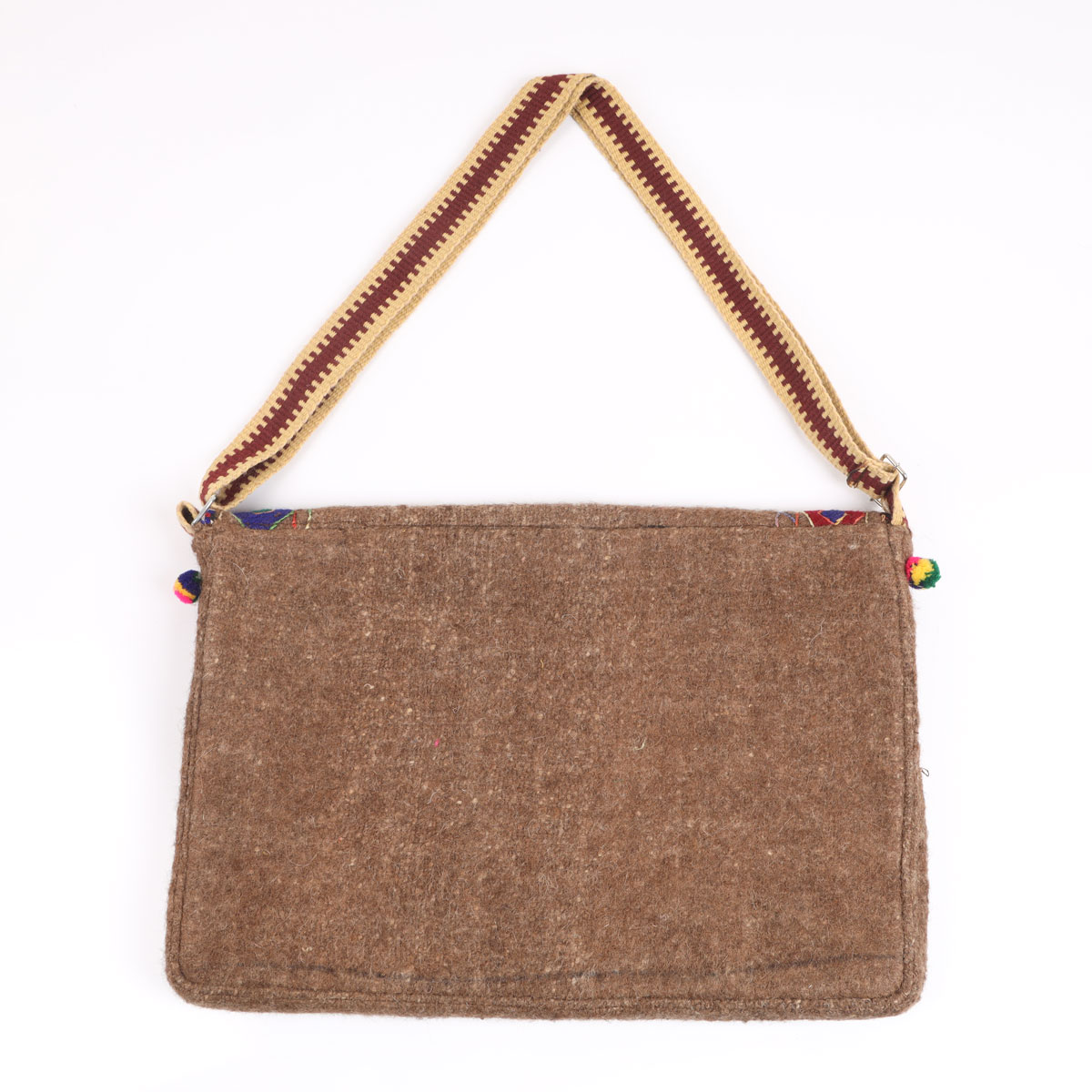 Brown Handmade Shoulder Computer Bag | Cross-body Embroidered Computer Bag