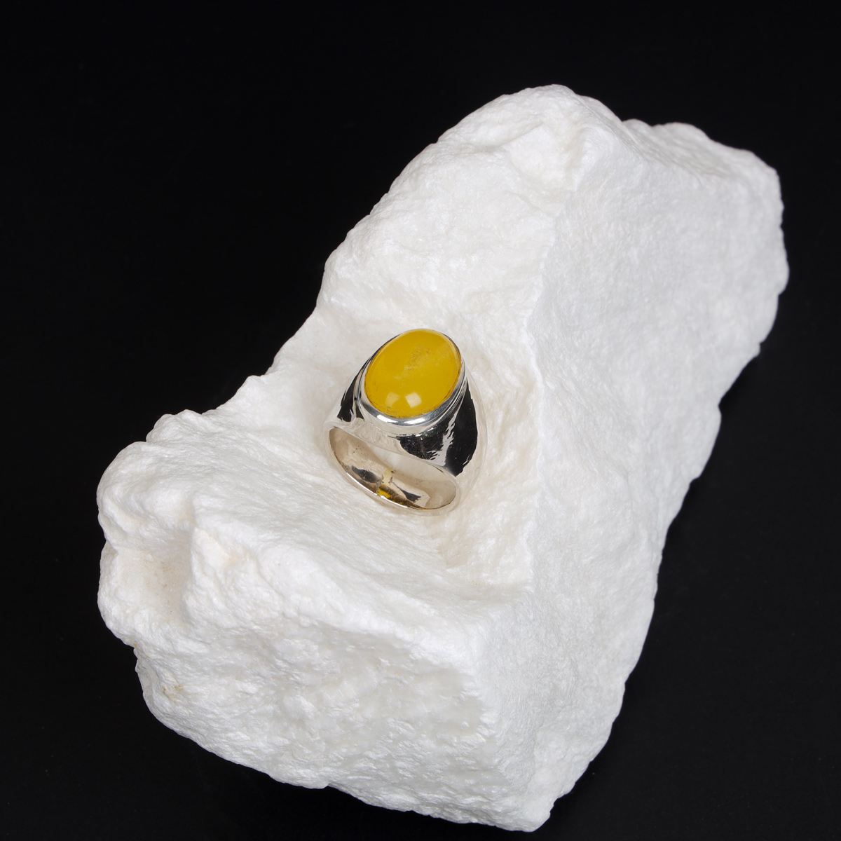 Yellow Agate Stone Ring | 925 Silver Oval Cut Ring 