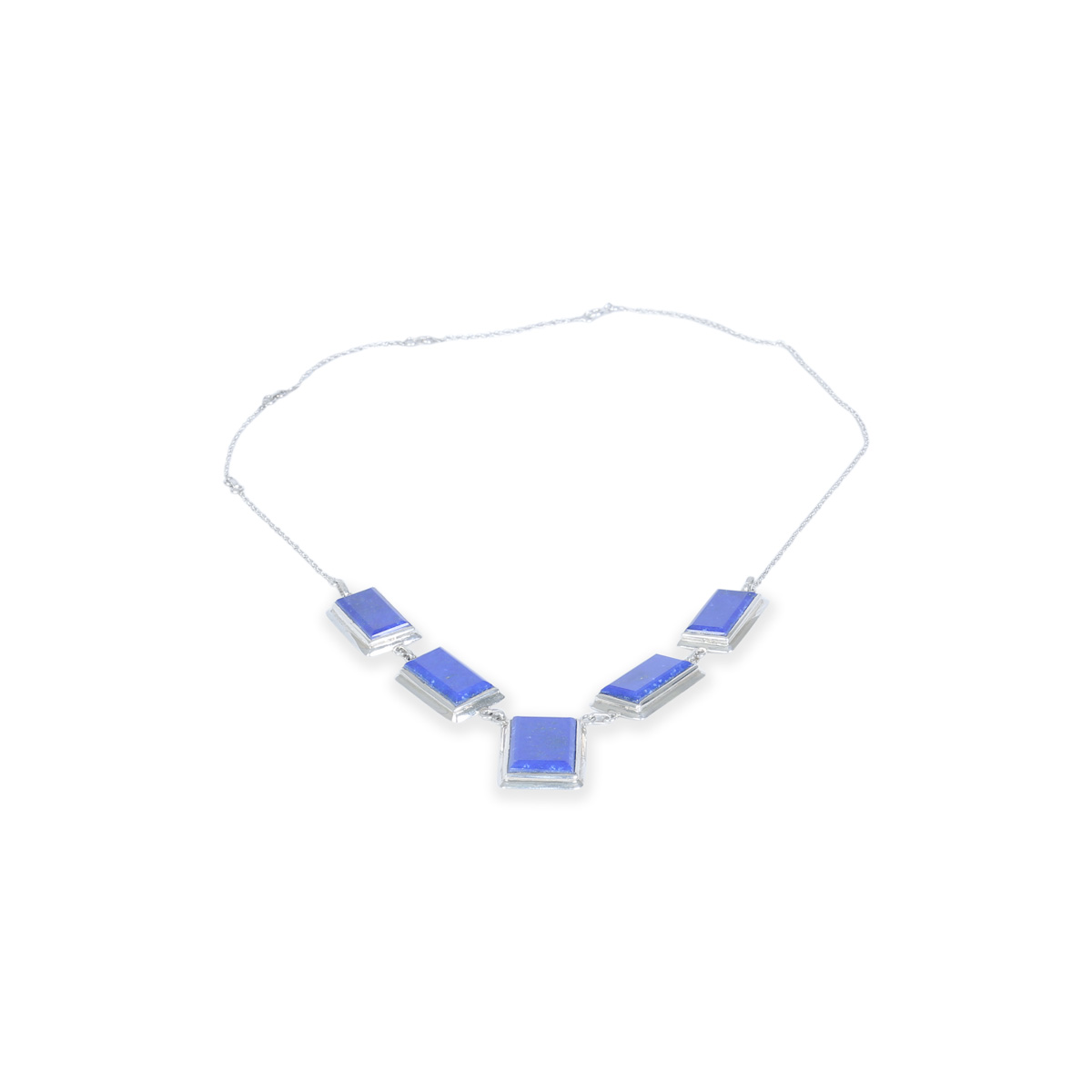 Lapis Lazuli Rectangle Necklace Handmade | Station Silver Locket